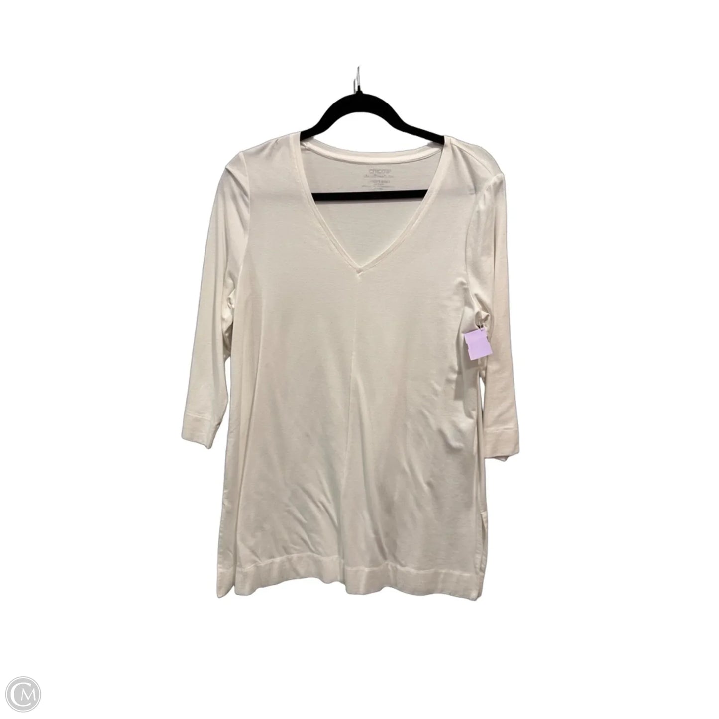 Top Long Sleeve Basic By Chicos In White, Size: M
