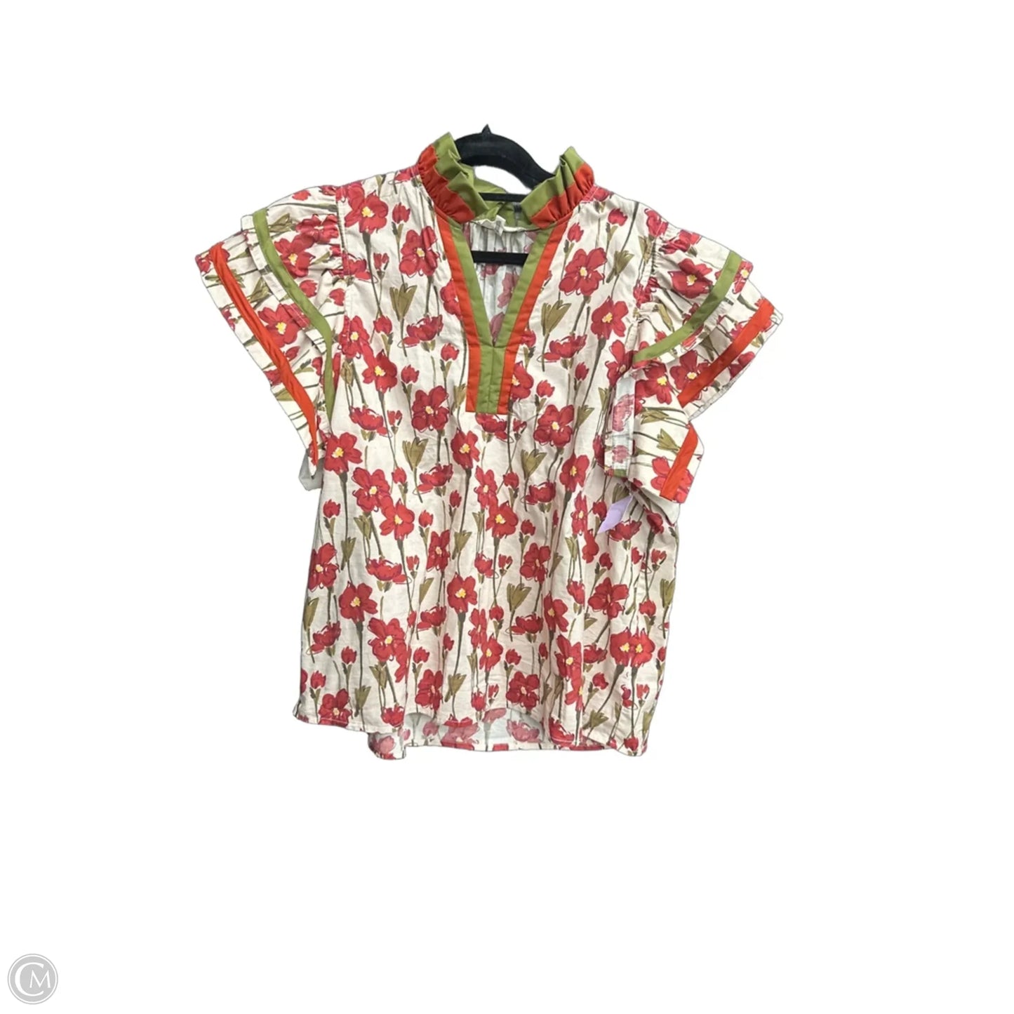 Top Short Sleeve By Entro In Green & Red, Size: M