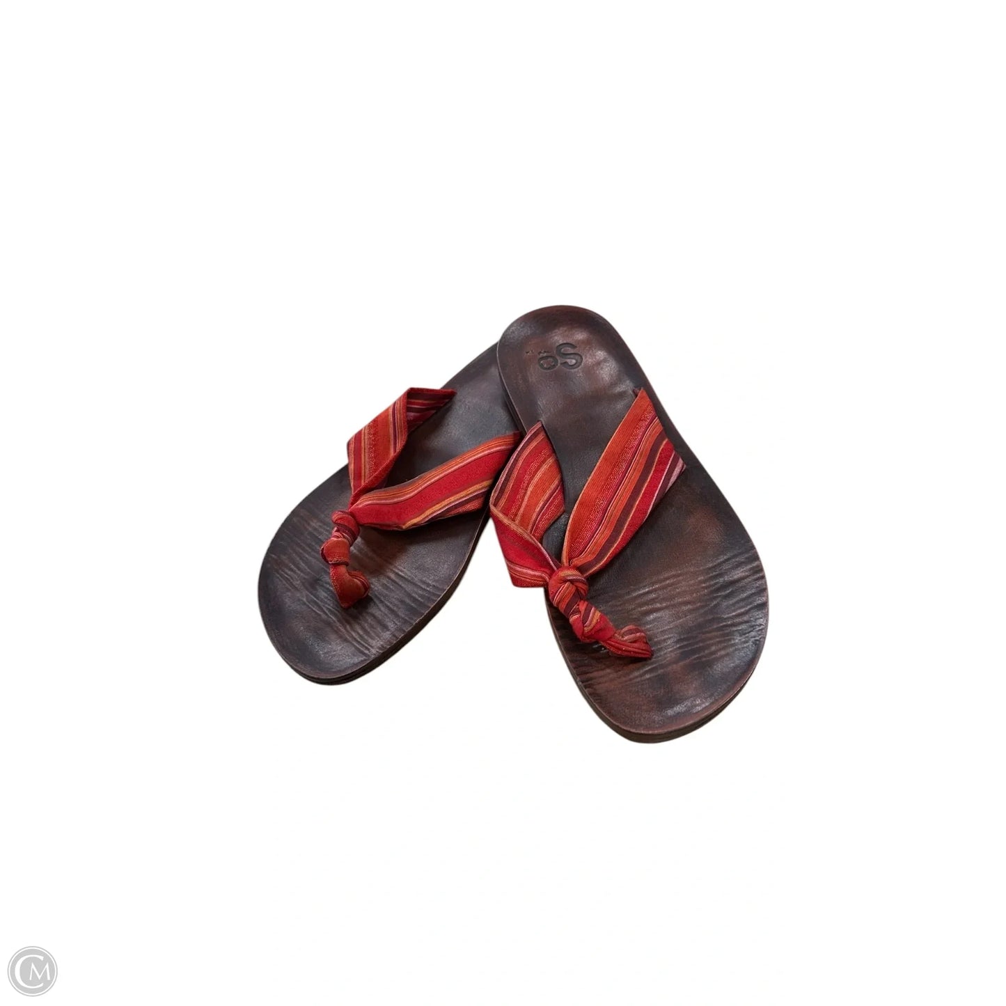 Sandals Flip Flops By So In Brown & Red, Size: 7