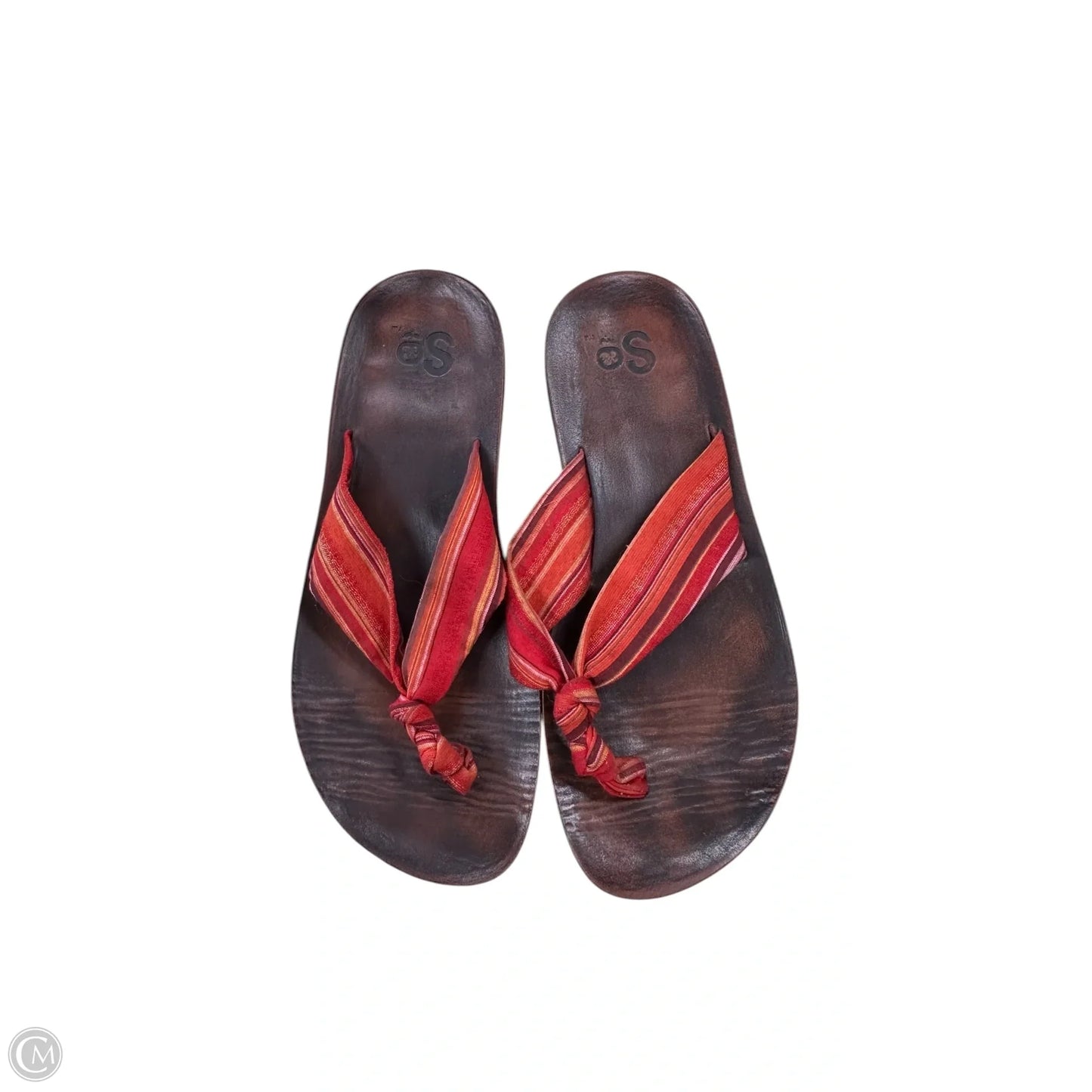 Sandals Flip Flops By So In Brown & Red, Size: 7