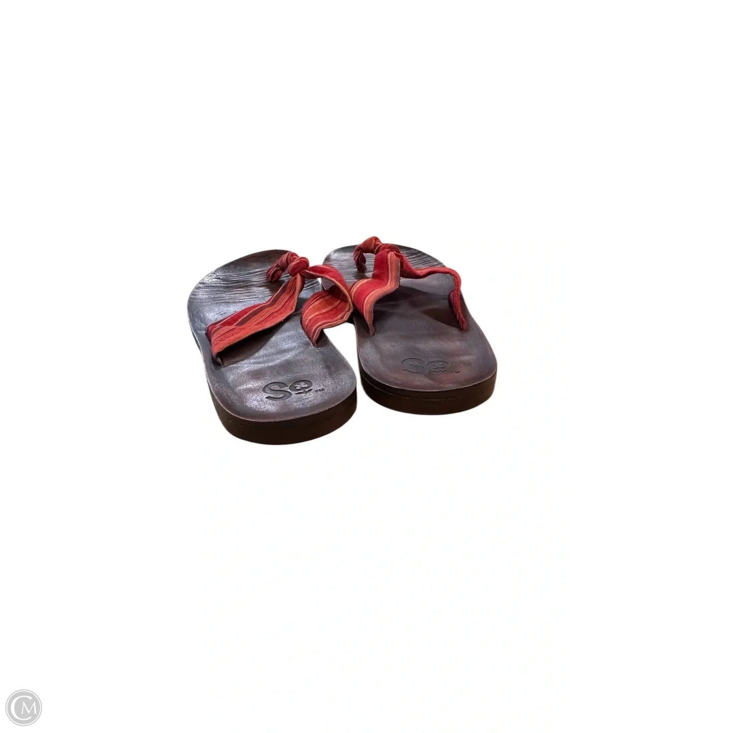 Sandals Flip Flops By So In Brown & Red, Size: 7