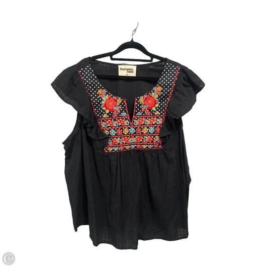 Top Sleeveless By Savanna Jane In Black & Red, Size: 2x