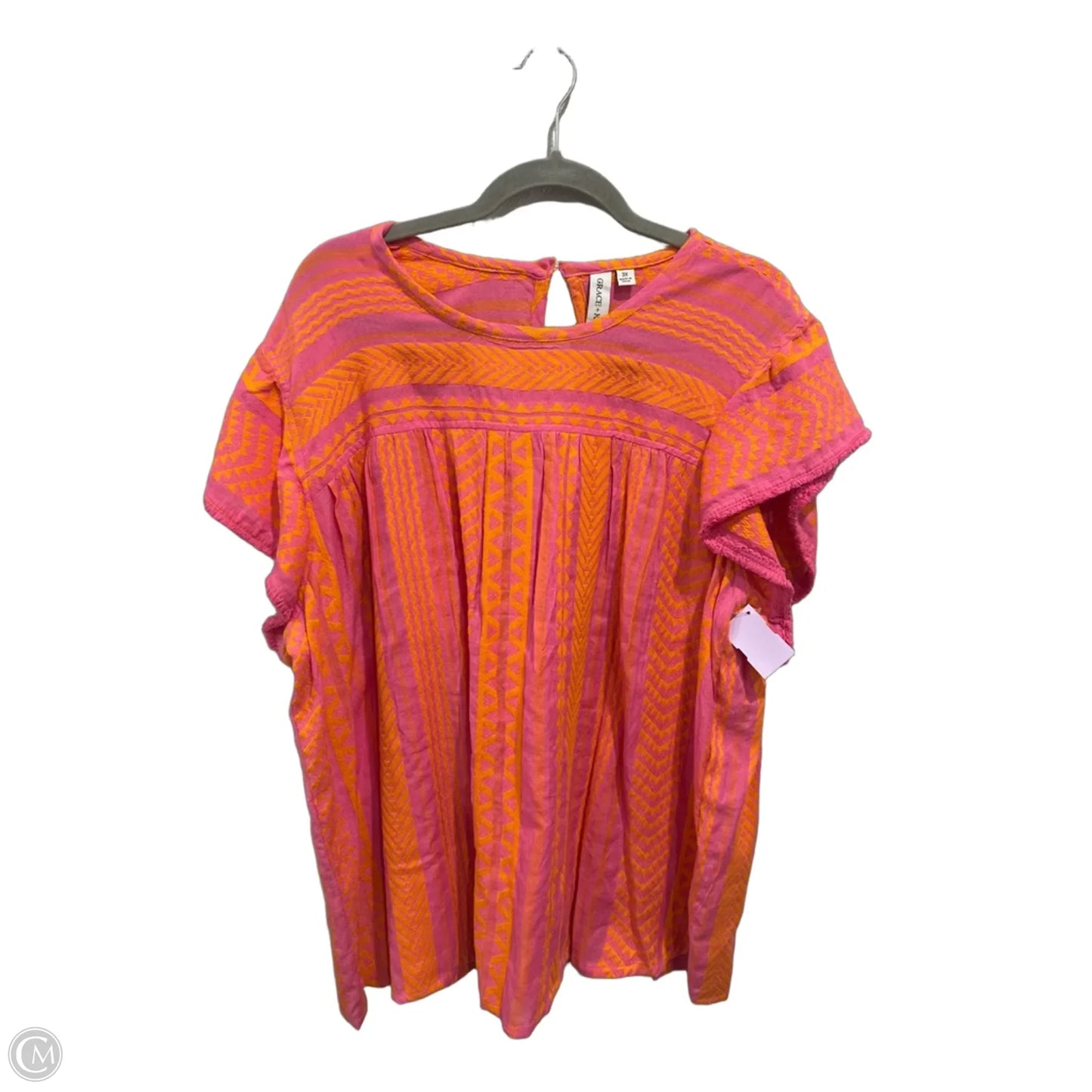 Top Sleeveless By Grace + Karma In Orange & Pink, Size: 3x