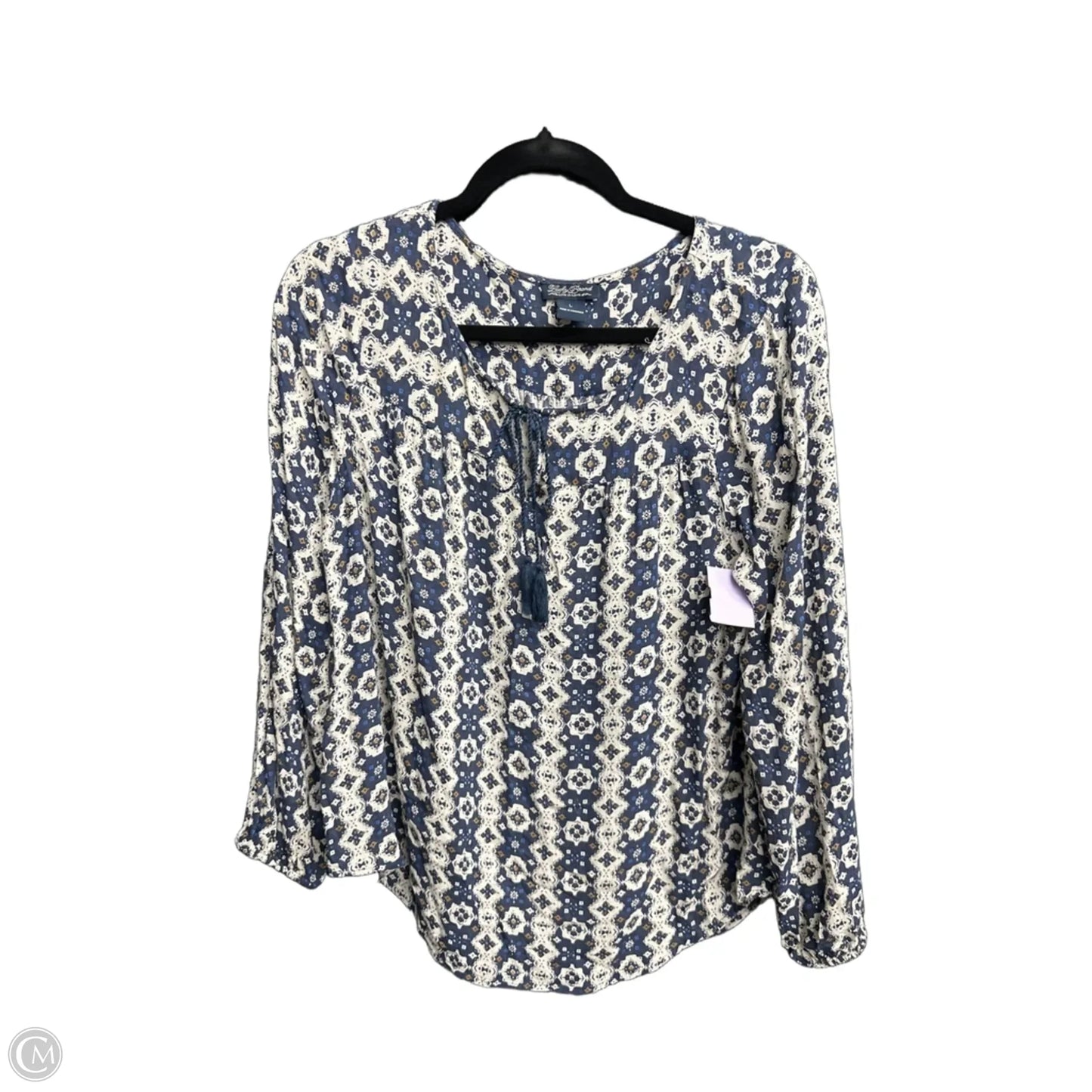 Top Long Sleeve By Lucky Brand In Blue & Cream, Size: L