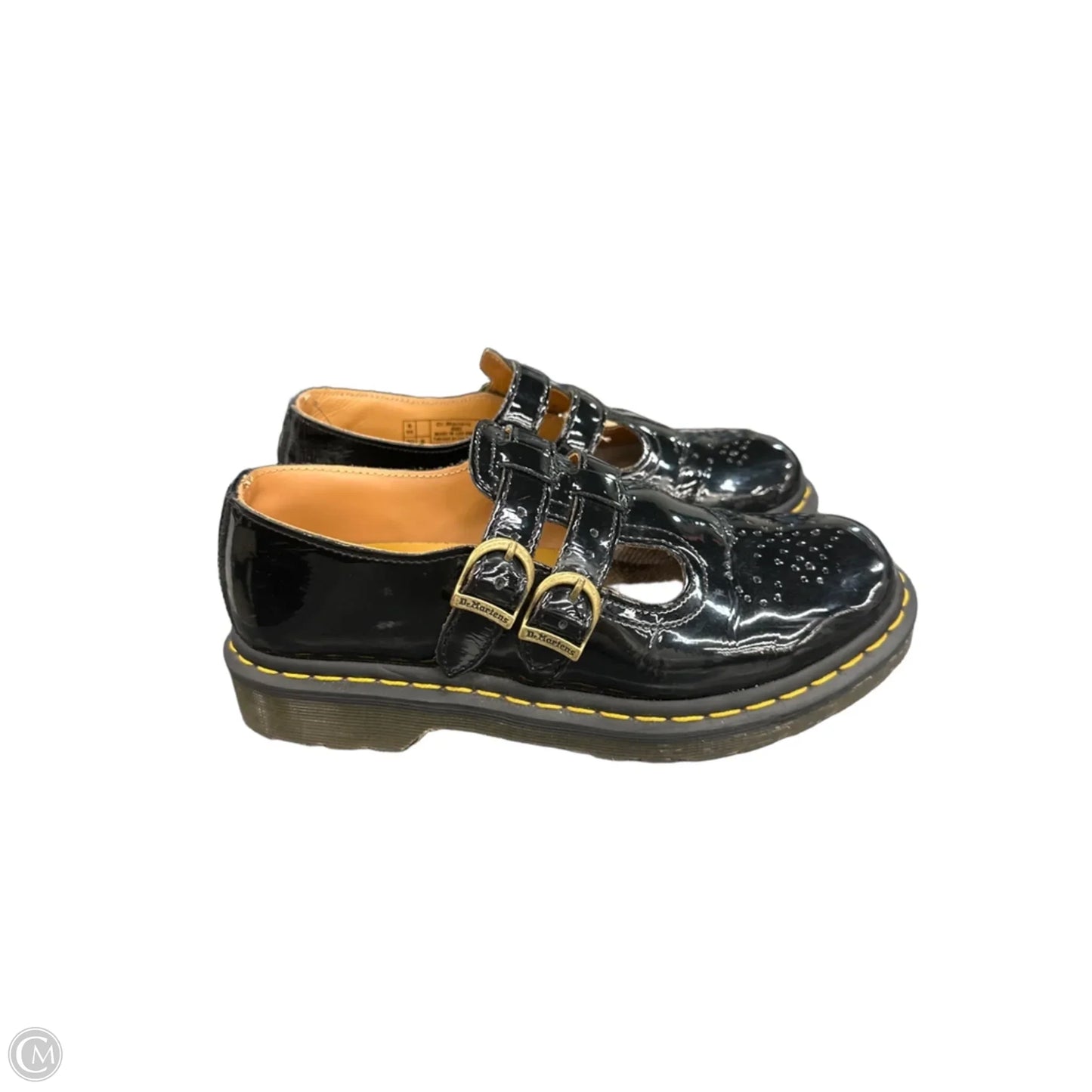 Shoes Flats By Dr Martens In Black & Yellow, Size: 8