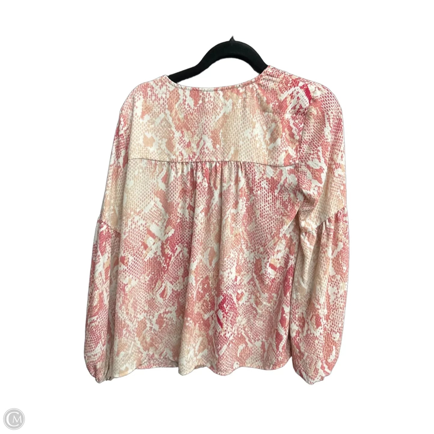 Top Long Sleeve By Cabi In Pink & White, Size: S