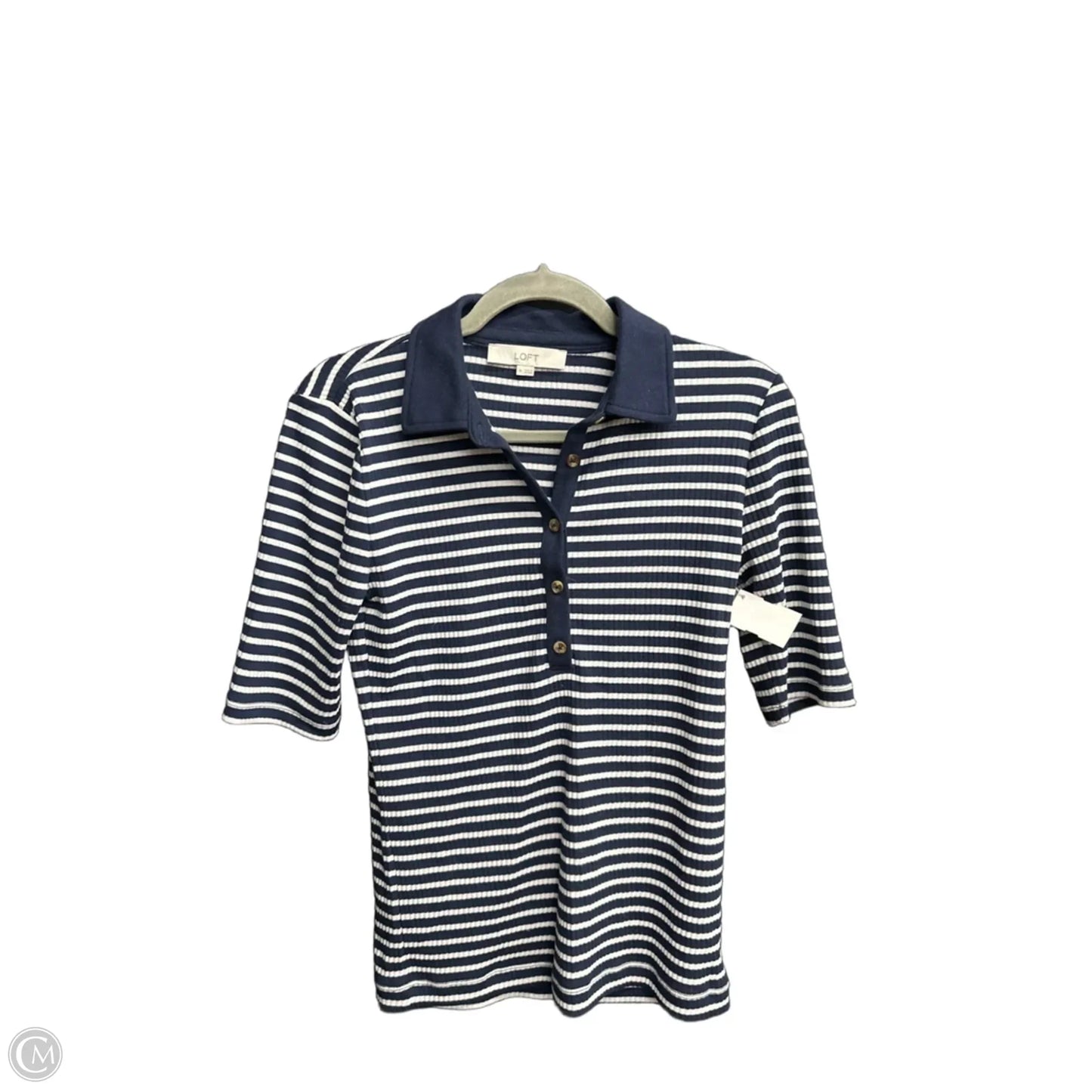 Top Short Sleeve By Loft In Striped Pattern, Size: M