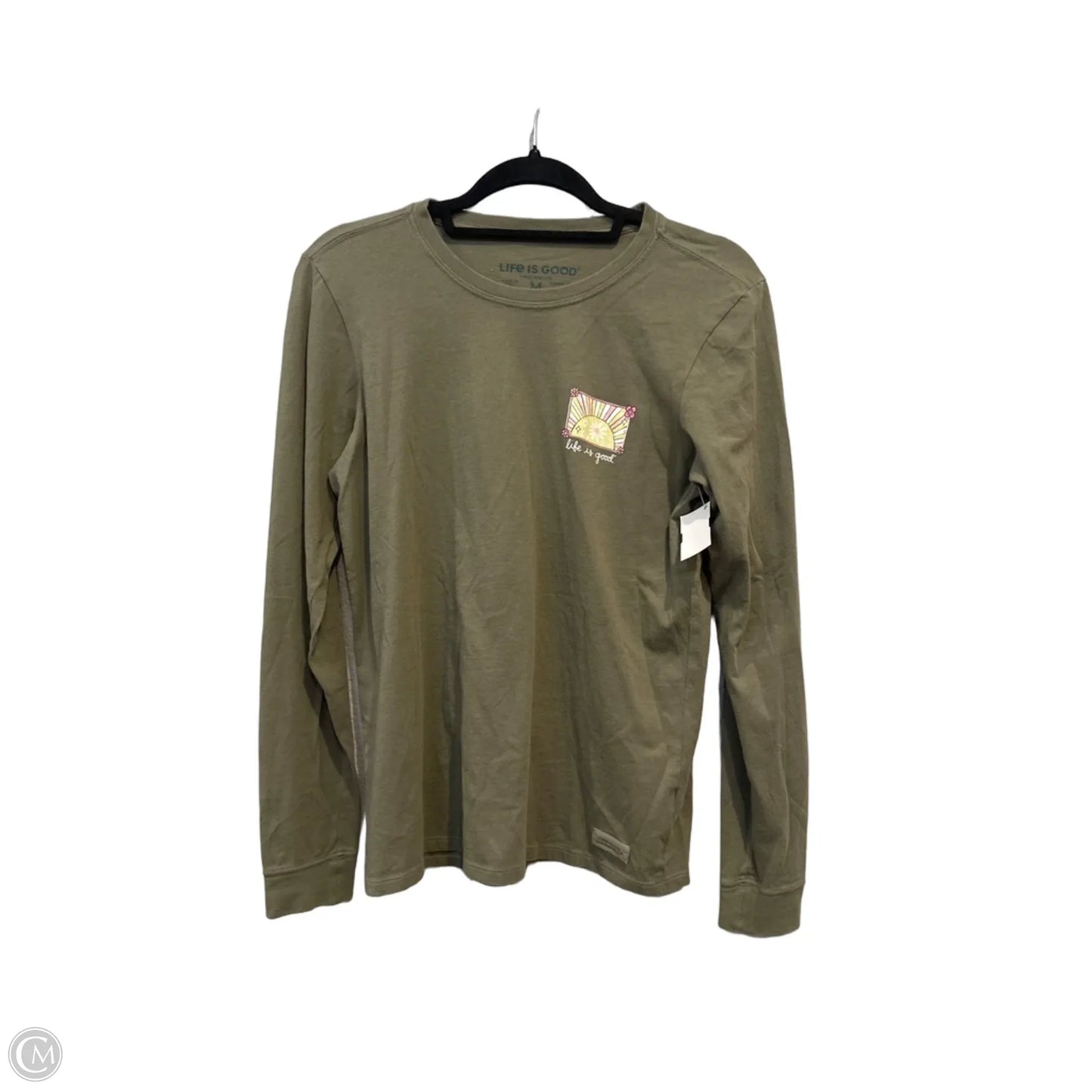 Top Long Sleeve By Life Is Good In Green, Size: M