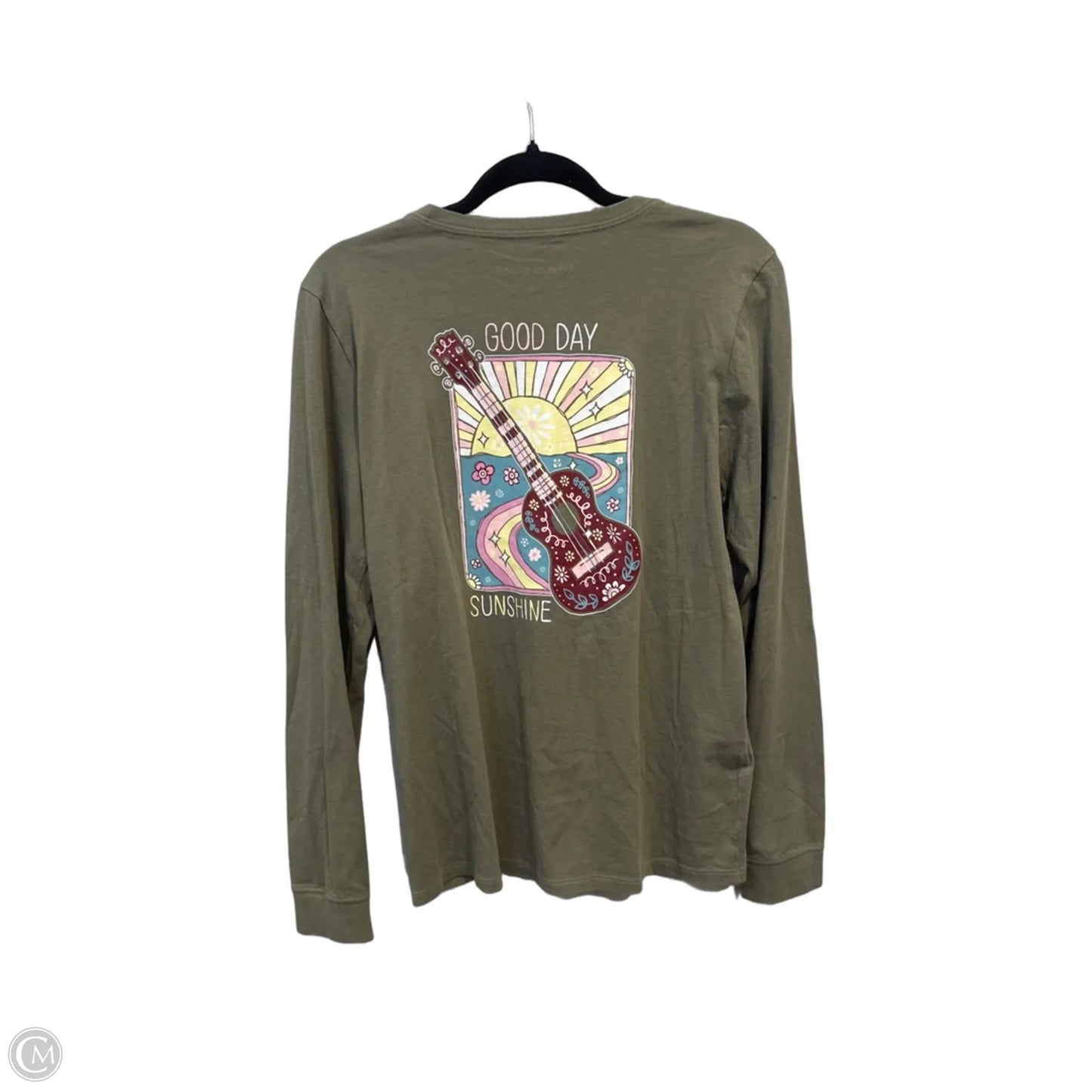 Top Long Sleeve By Life Is Good In Green, Size: M