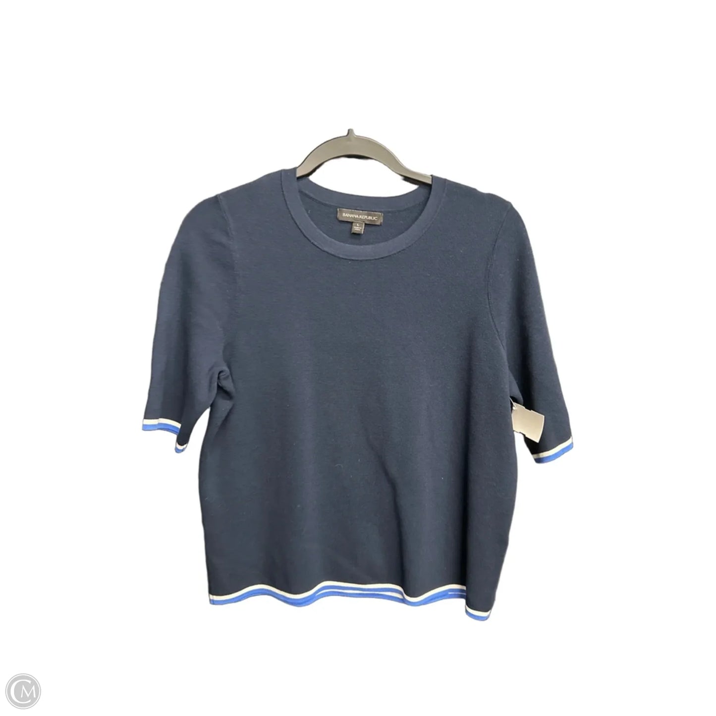 Top Short Sleeve By Banana Republic In Navy, Size: L