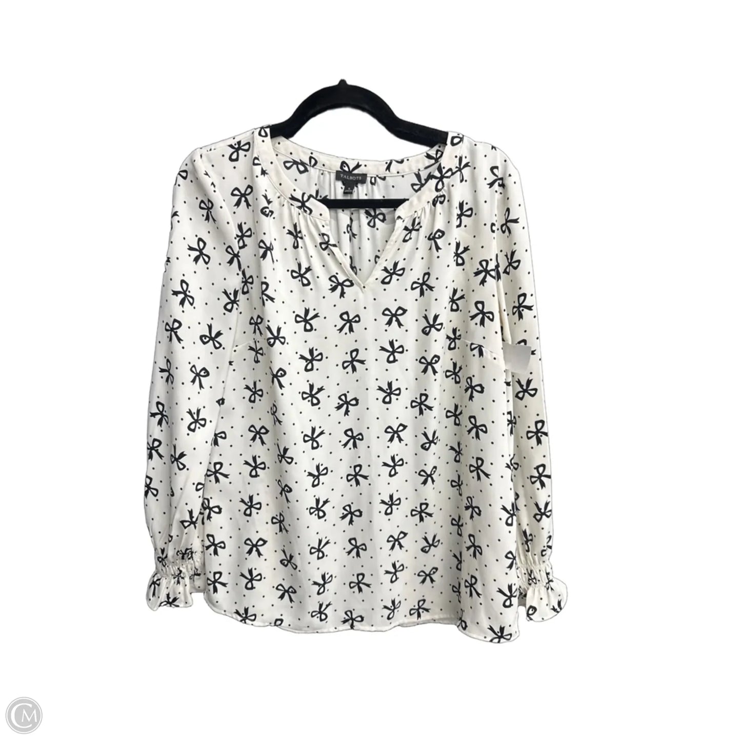 Top Long Sleeve By Talbots In Black & White, Size: S