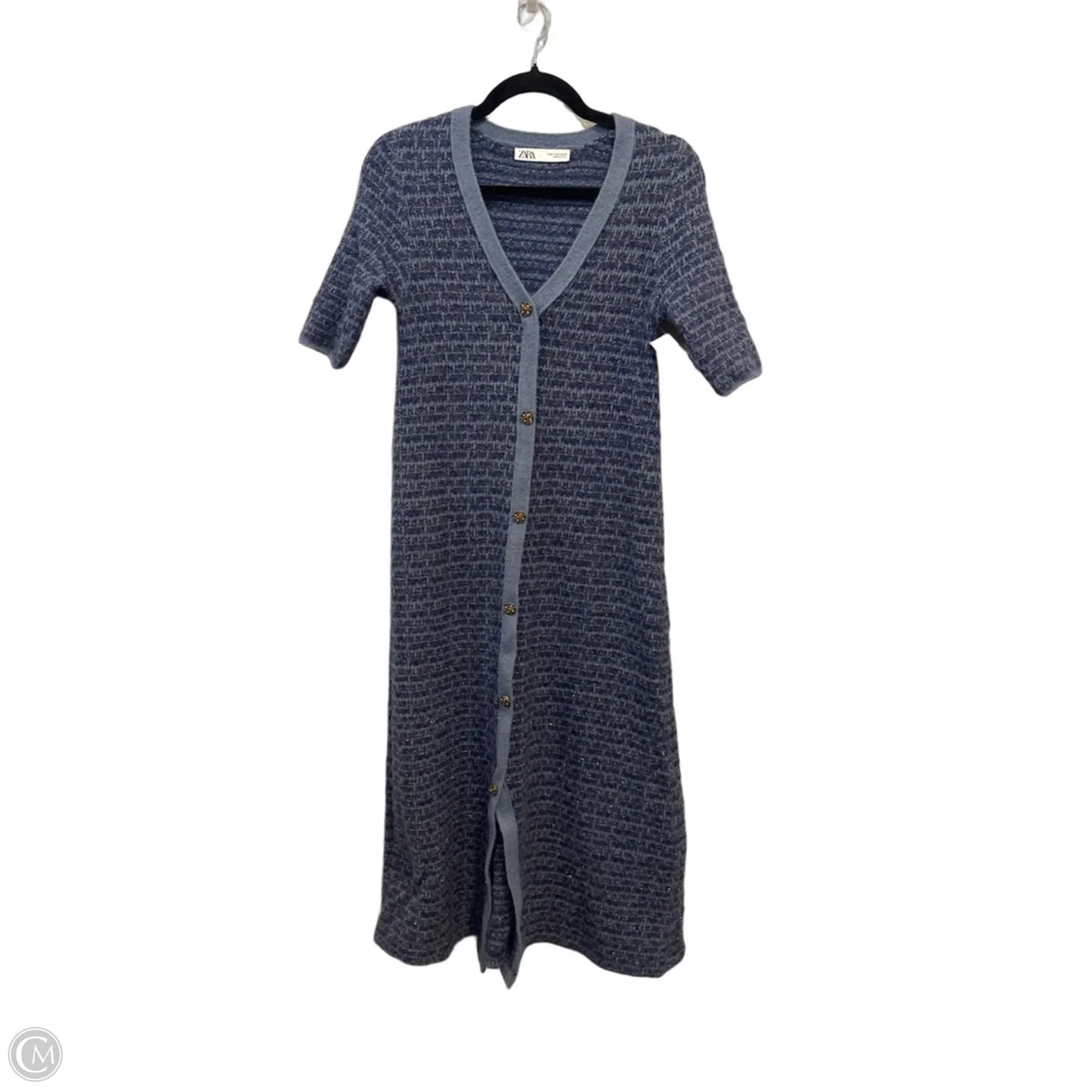 Dress Casual Midi By Zara In Blue, Size: S