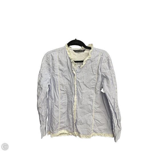 Top Long Sleeve By Zara In Blue, Size: L