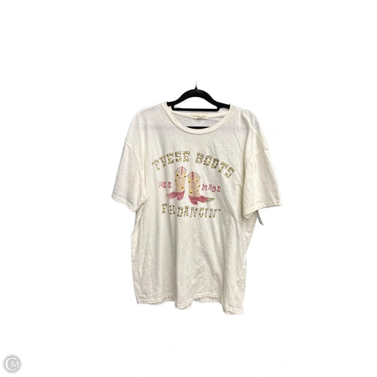 Top Short Sleeve By Clothes Mentor In Cream, Size: L