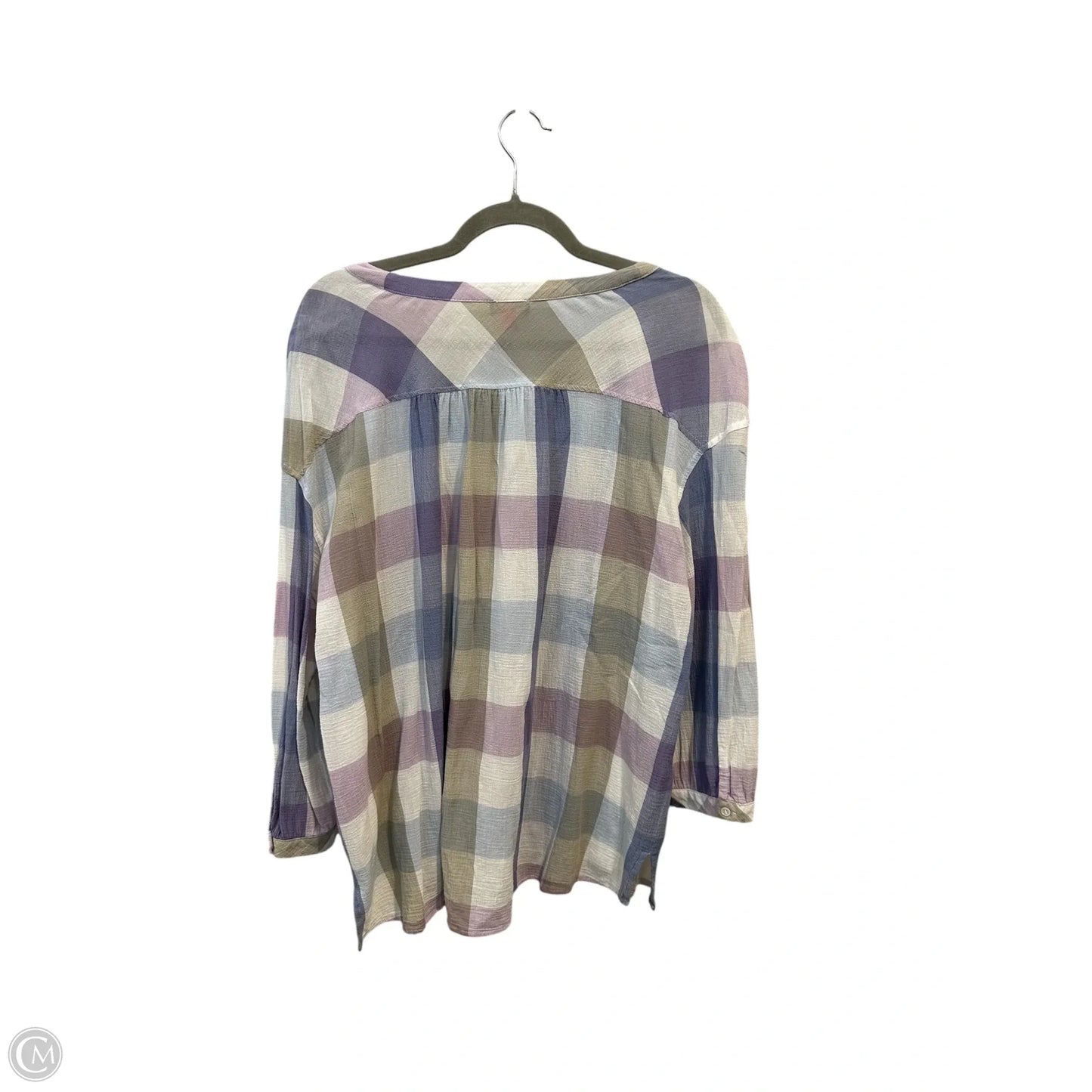 Top 3/4 Sleeve By Vince Camuto In Plaid Pattern, Size: Xl