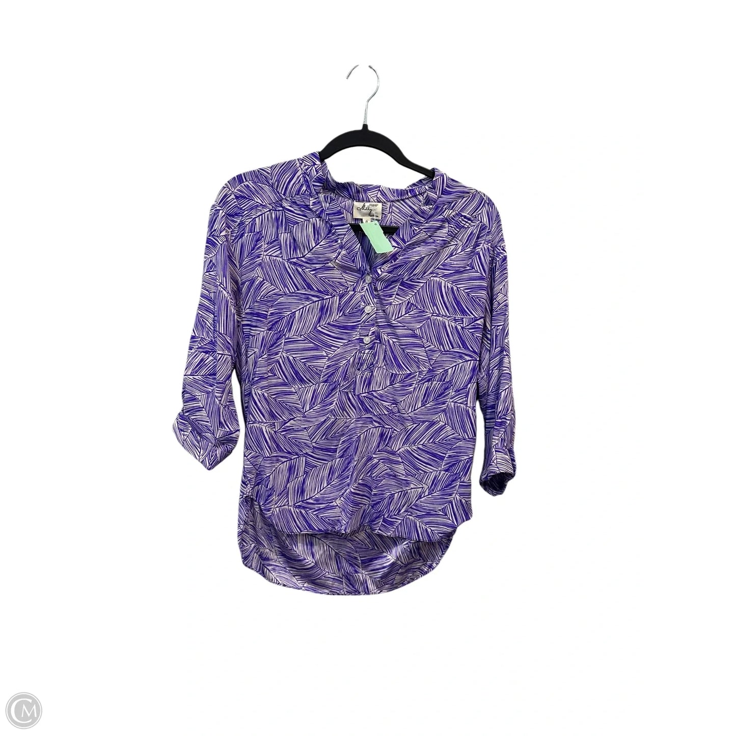 Top 3/4 Sleeve Designer By Milly In Purple, Size: 0