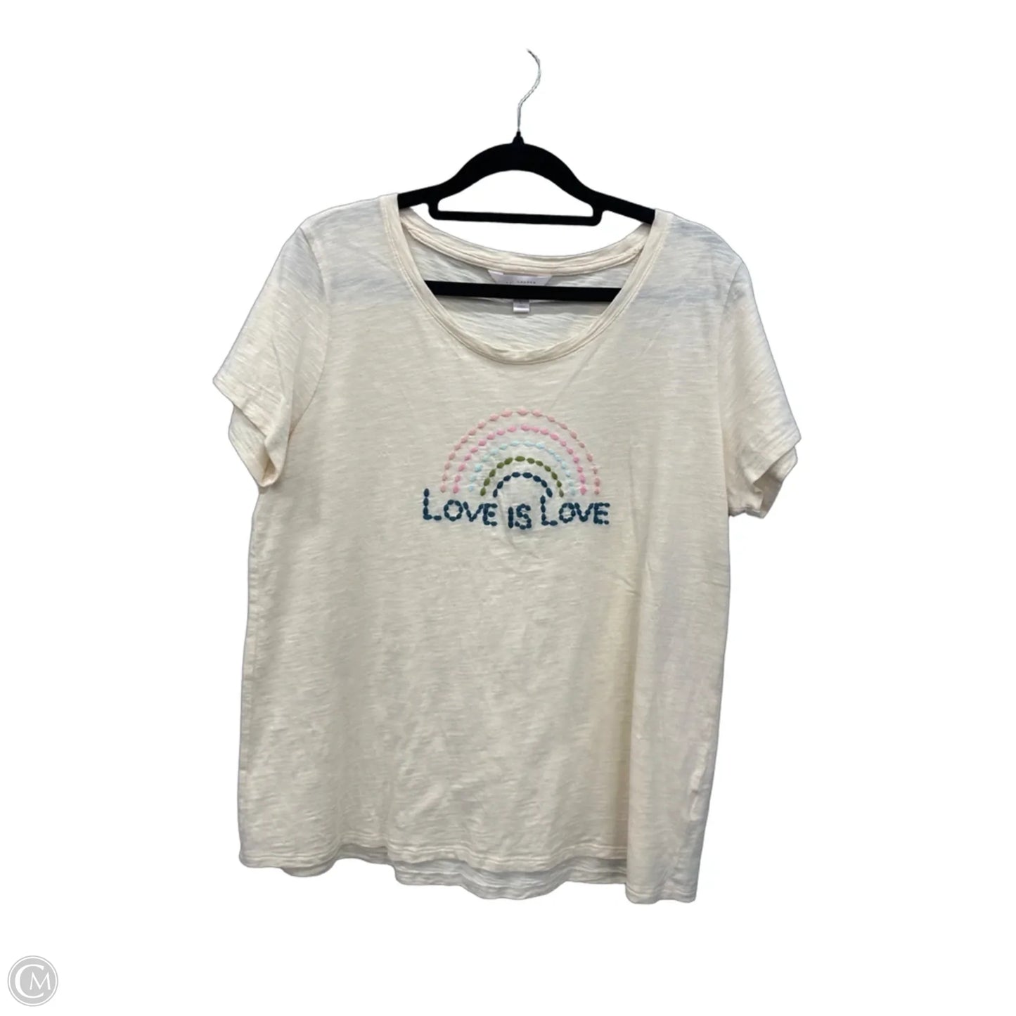 Top Short Sleeve By Lc Lauren Conrad In Cream, Size: L