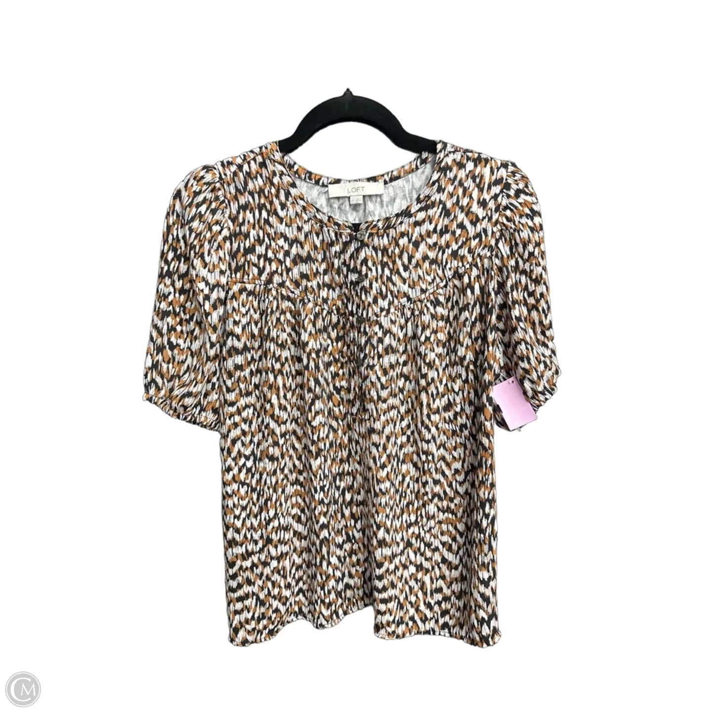 Top Short Sleeve By Loft In Black & Brown, Size: M