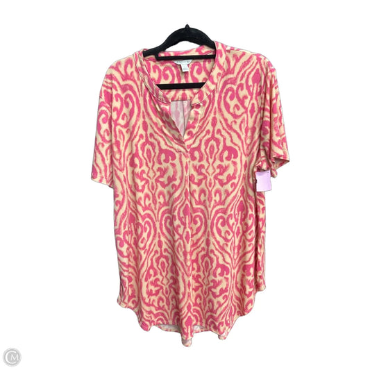 Top Short Sleeve By Cato In Orange & Pink, Size: L