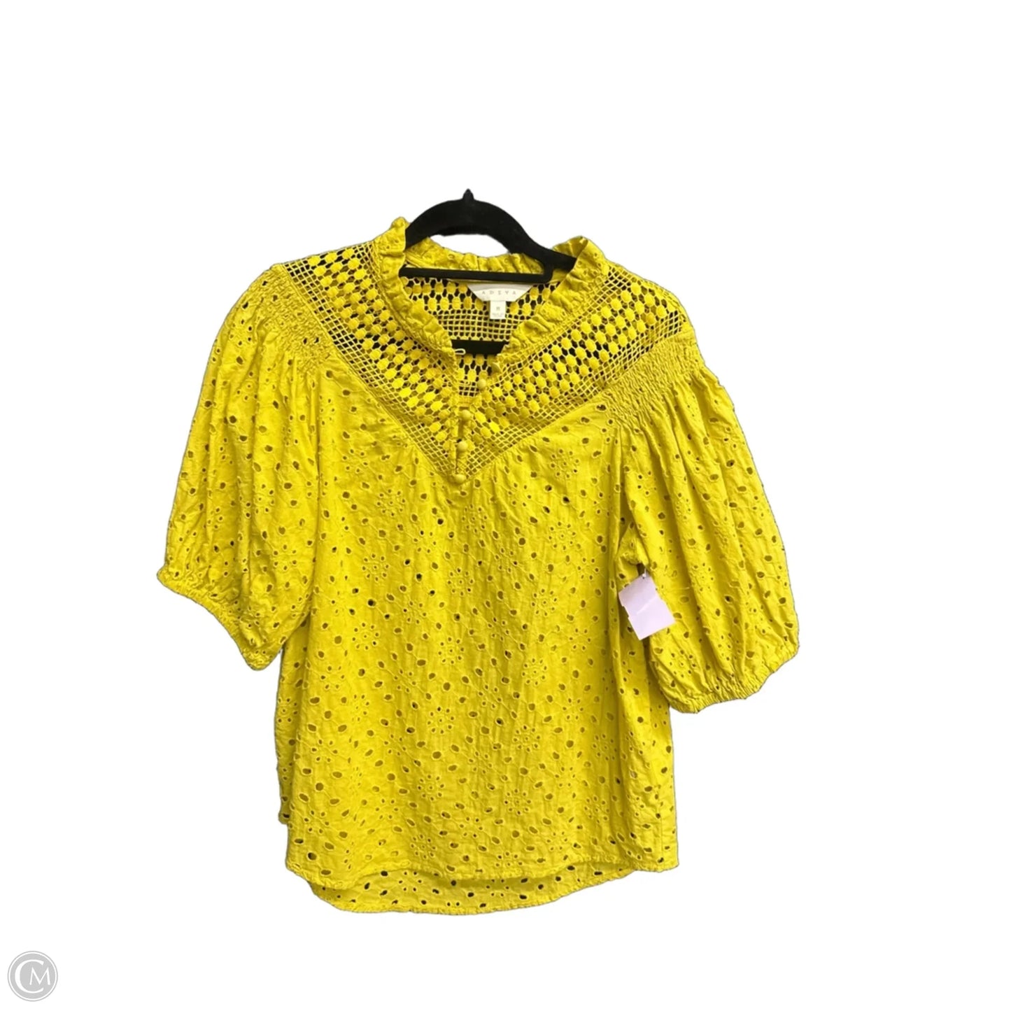 Top Short Sleeve By Adiva In Yellow, Size: M