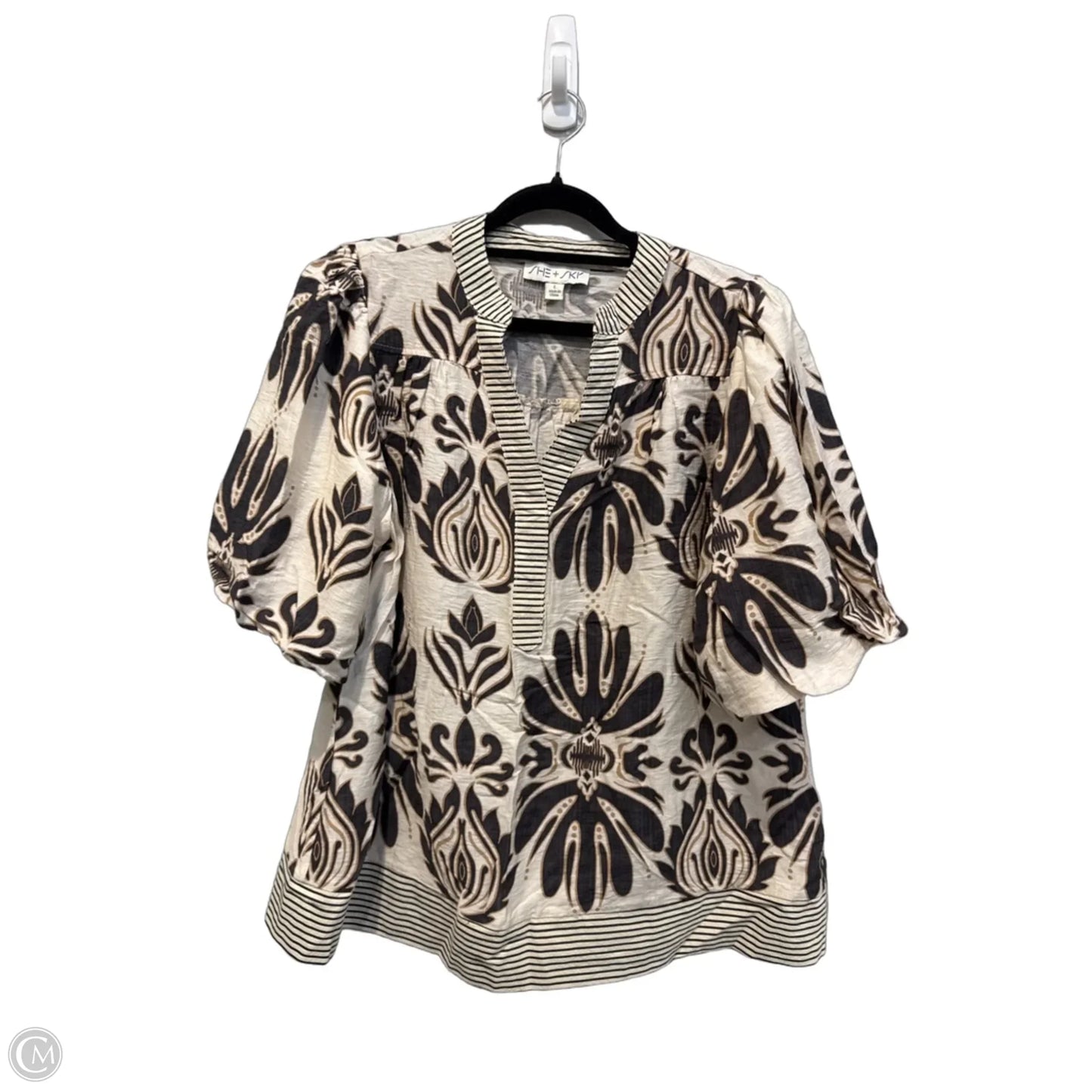 Blouse Short Sleeve By She + Sky In Floral Print, Size: L