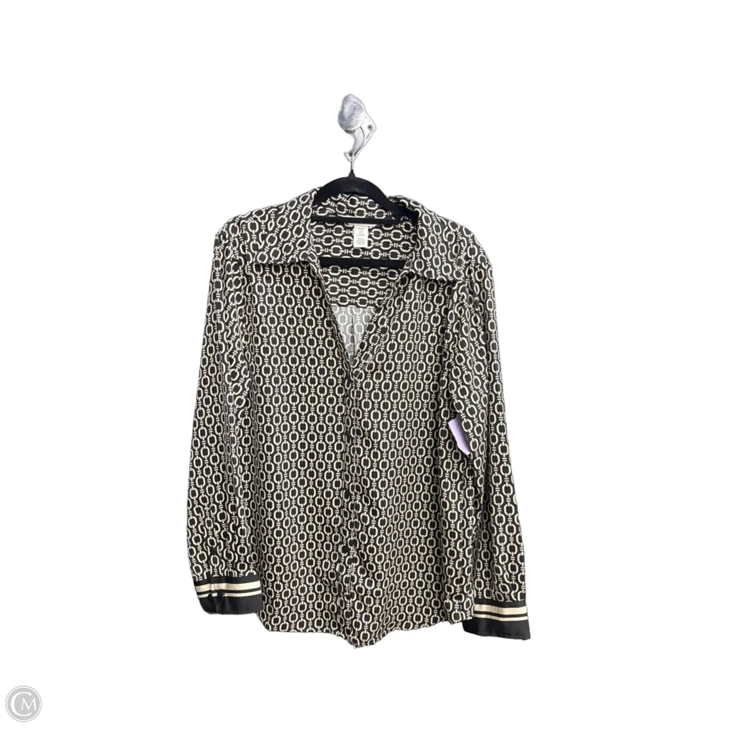 Top Long Sleeve By H&m In Black & Cream, Size: M