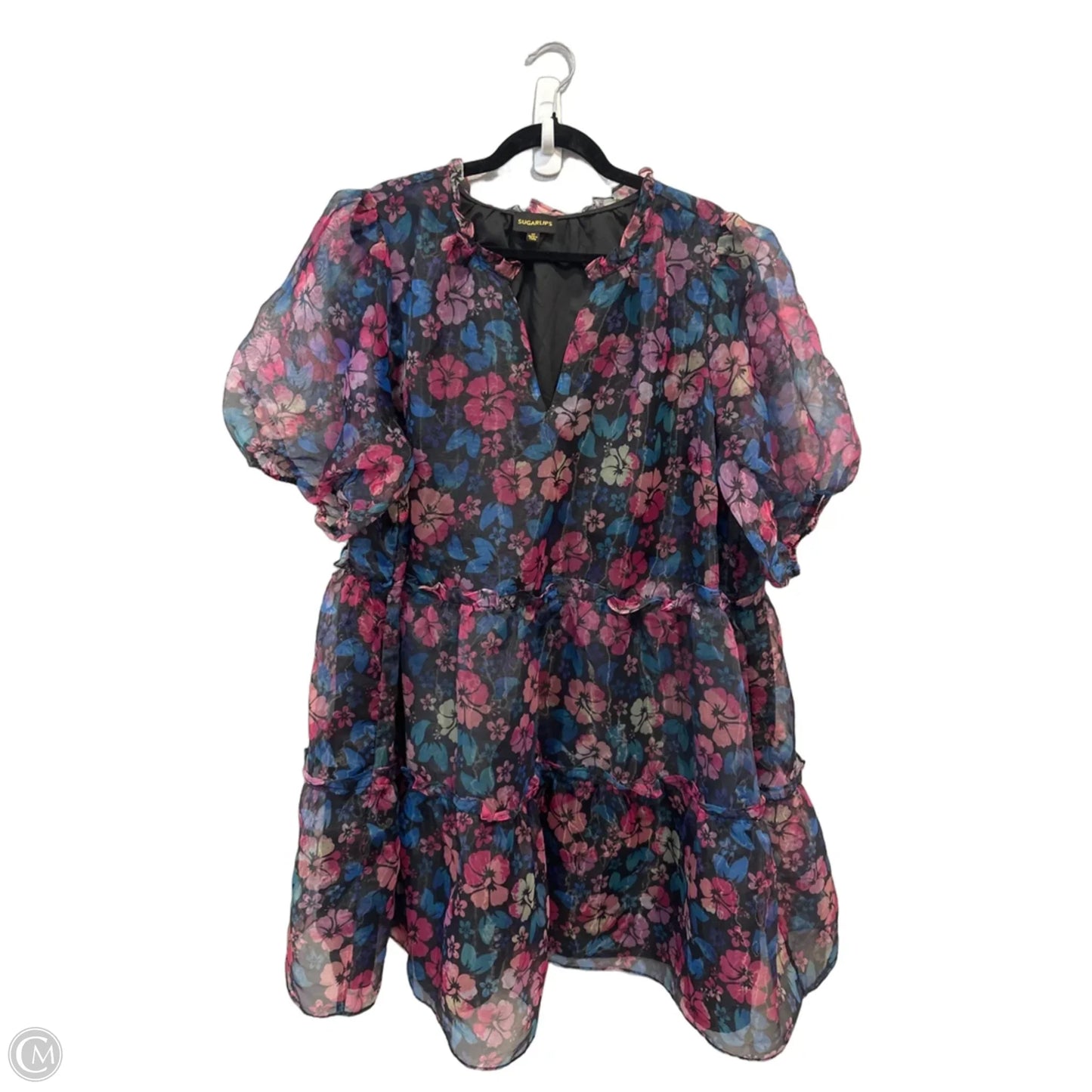 Dress Casual Short By Sugar Lips In Floral Print, Size: 2x