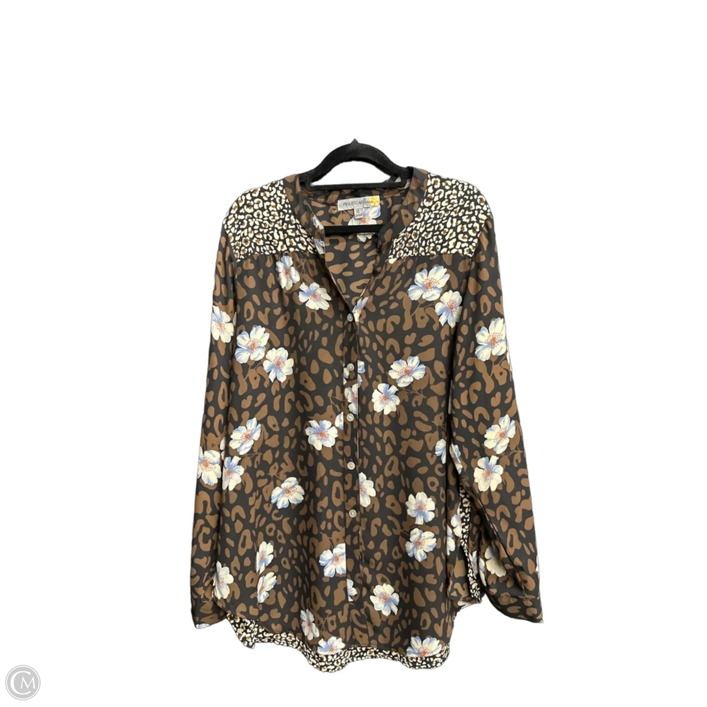 Top Long Sleeve By Figuero & Flower In Animal Print, Size: Xl