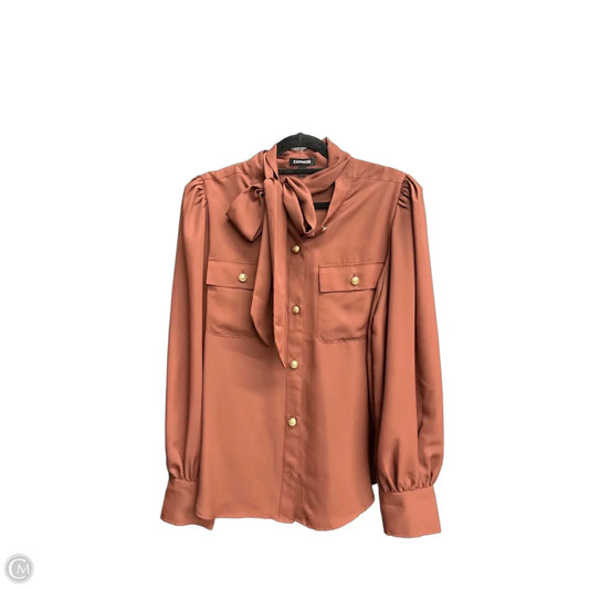 Top Long Sleeve By Express In Brown, Size: L