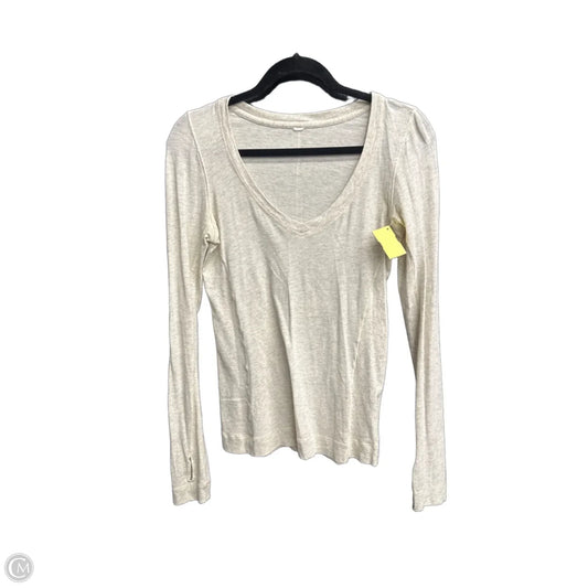 Athletic Top Long Sleeve Crewneck By Lululemon In Beige, Size: M