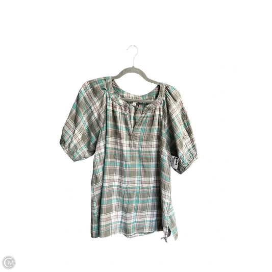 Top Short Sleeve By Beachlunchlounge In Plaid Pattern, Size: M