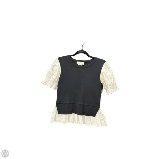 Top Short Sleeve By Anthropologie In Black & White, Size: Xs