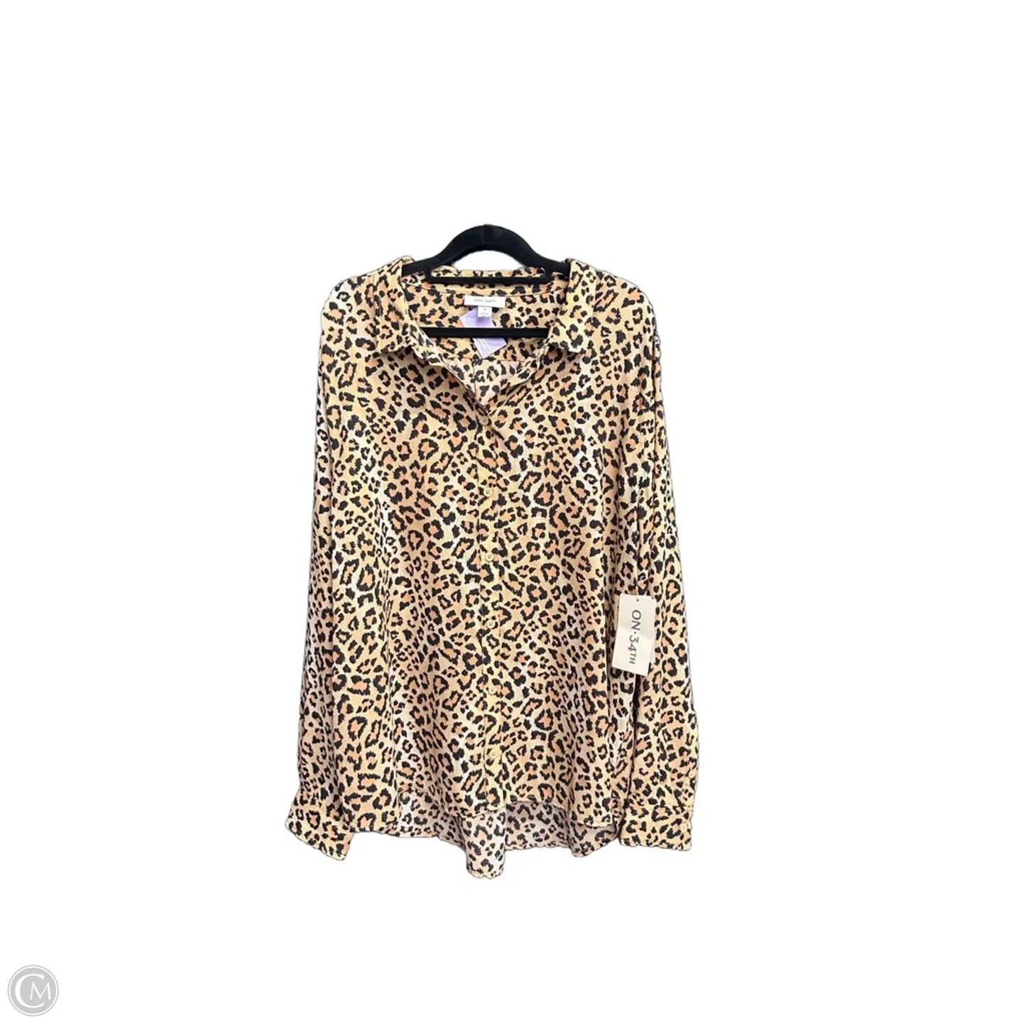 Top Long Sleeve By On 34th In Leopard Print, Size: Xl