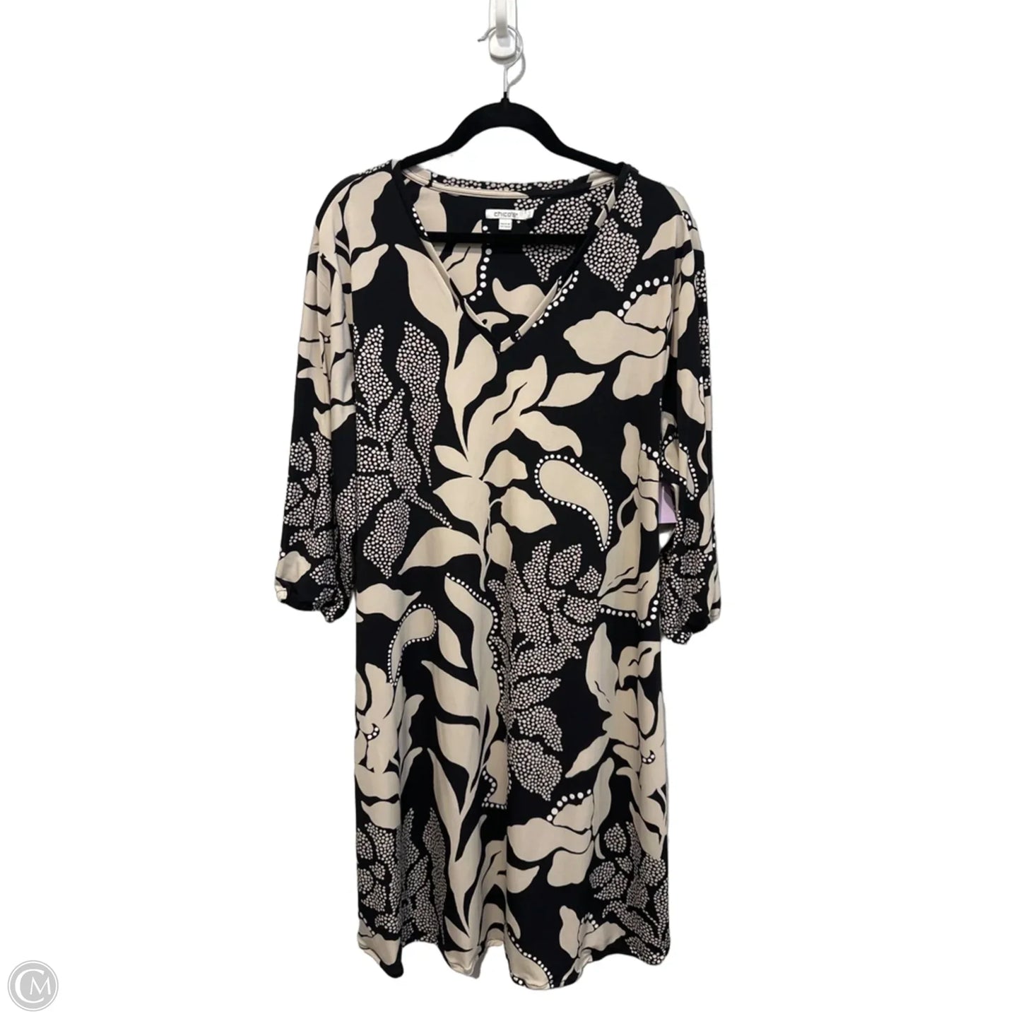 Dress Casual Short By Chicos In Black & Cream, Size: 2x