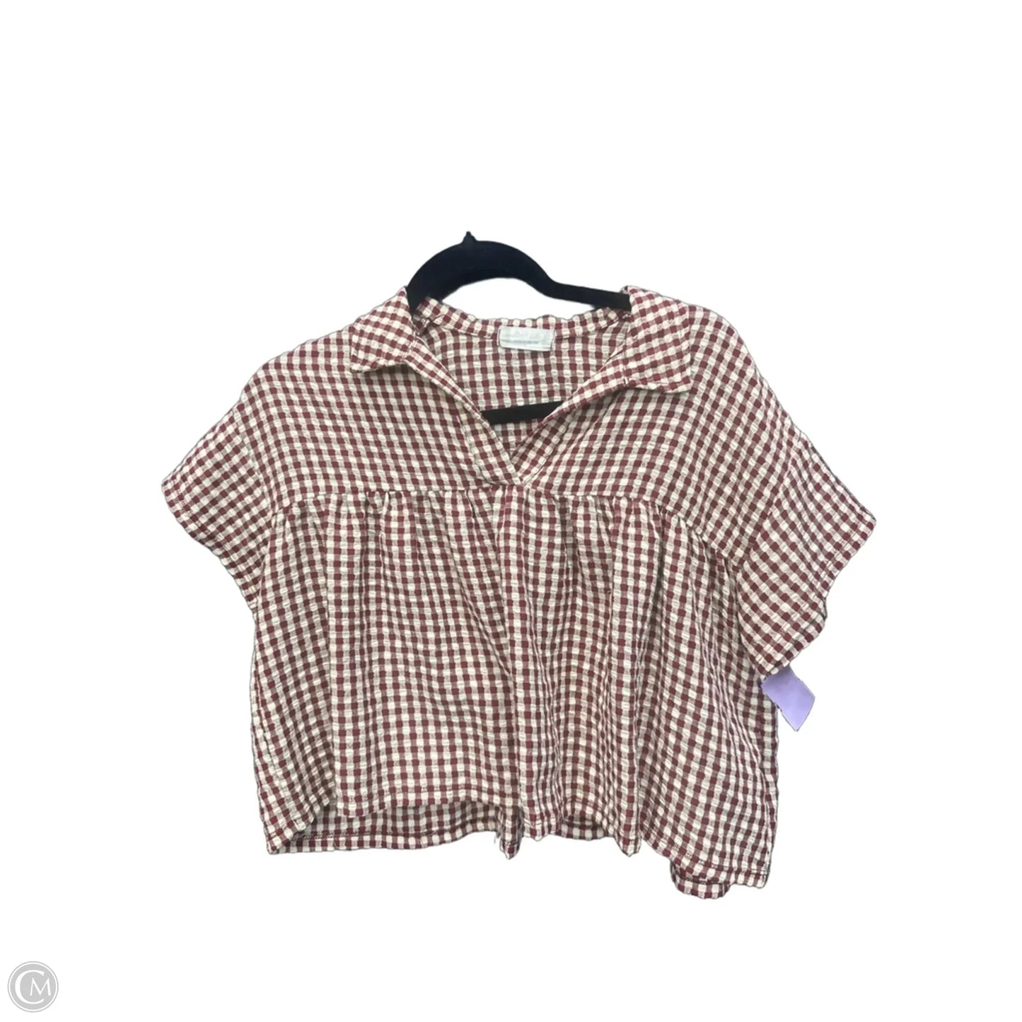 Top Short Sleeve By Altard State In Plaid Pattern, Size: S