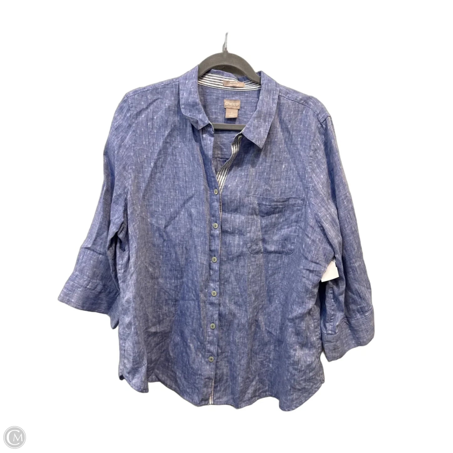 Top 3/4 Sleeve By Chicos In Blue, Size: Xl