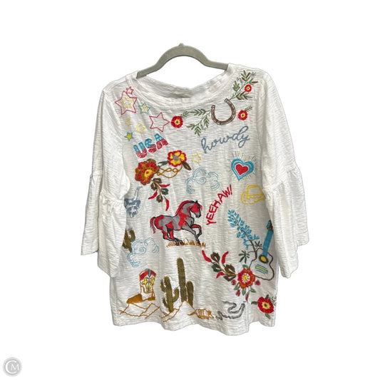 Top Short Sleeve By Clothes Mentor In White, Size: M