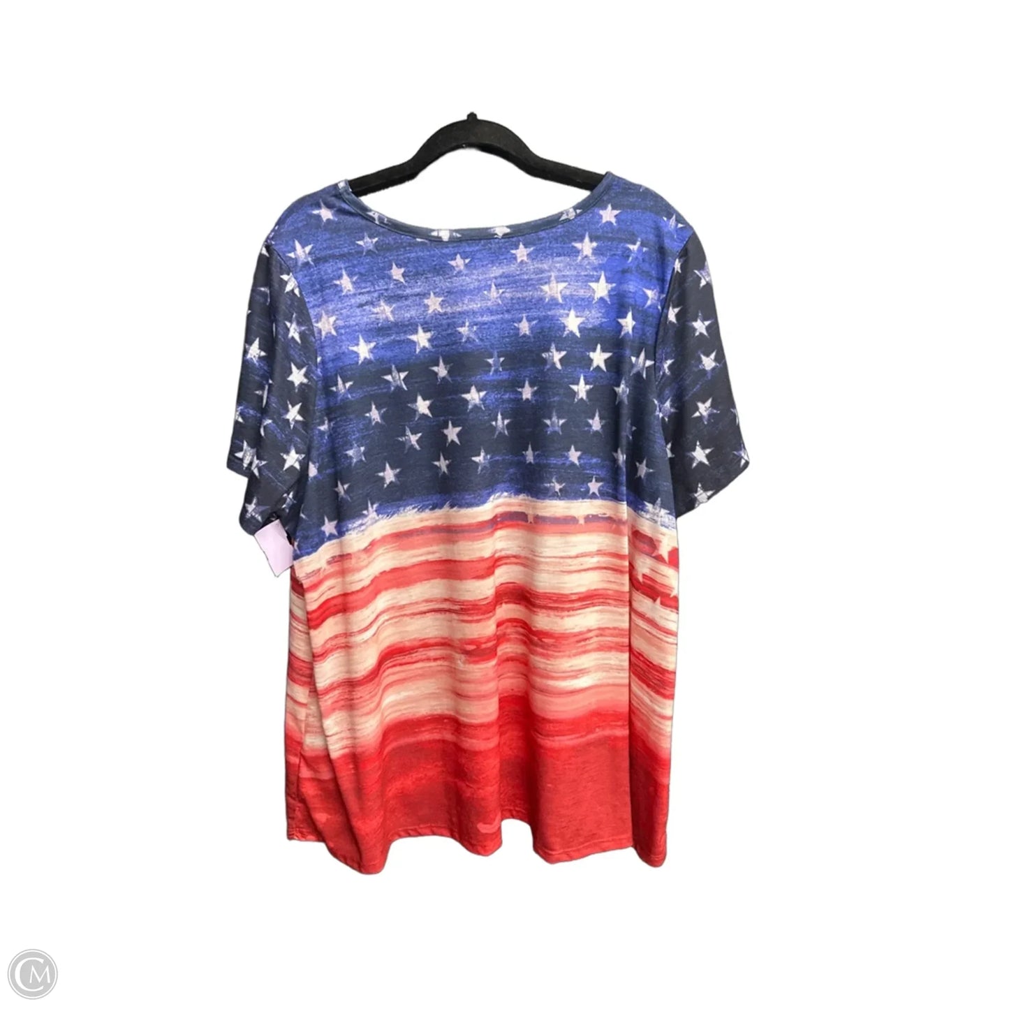 Top Short Sleeve By Avenue In Blue Red & White, Size: 4x