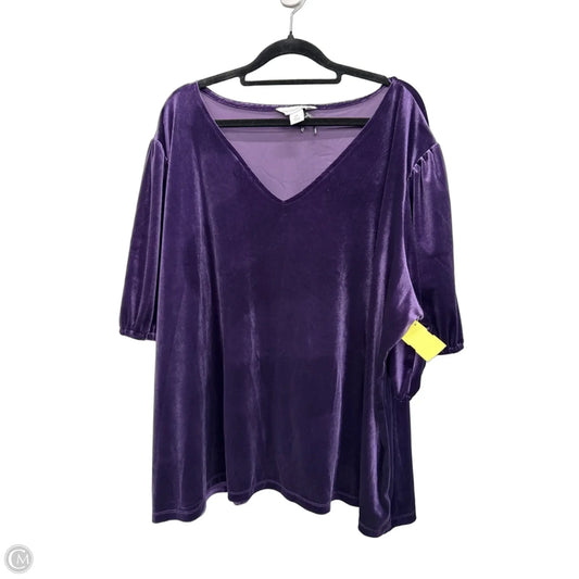 Top Short Sleeve By Liz Claiborne In Purple, Size: 2x