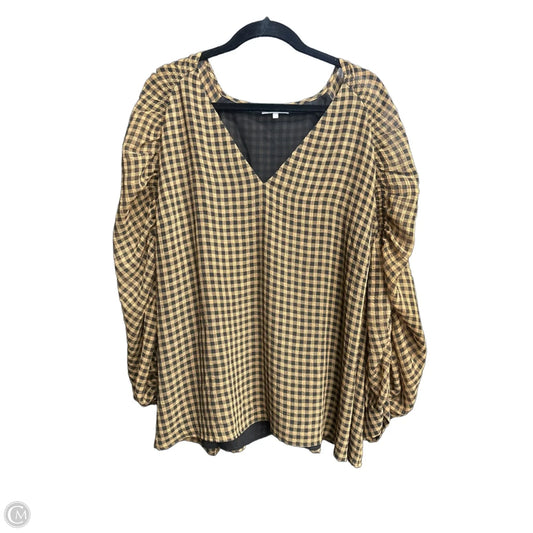 Blouse Long Sleeve By Calvin Klein In Brown & Orange, Size: 2x