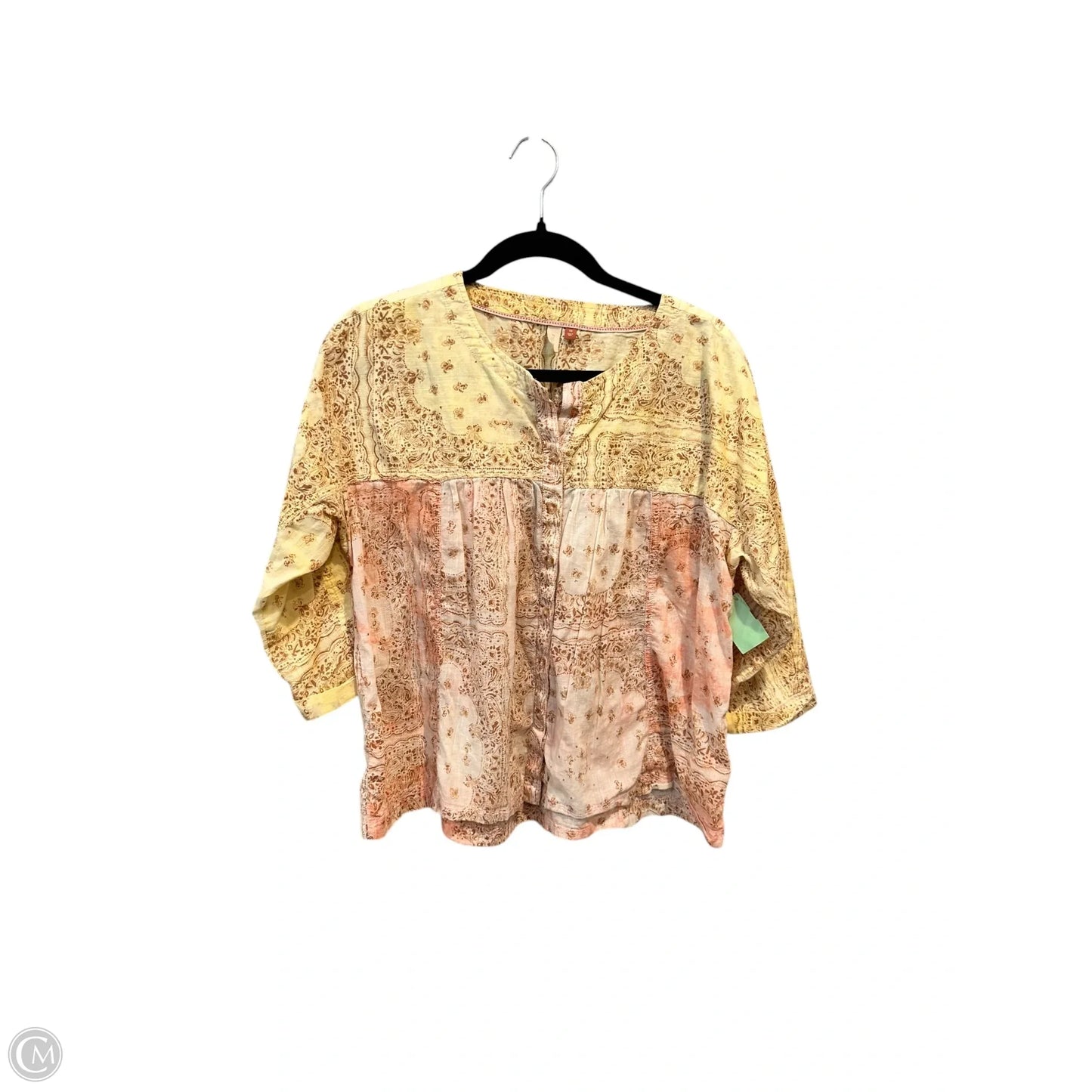 Top 3/4 Sleeve By Pilcro In Pink & Yellow, Size: Xs