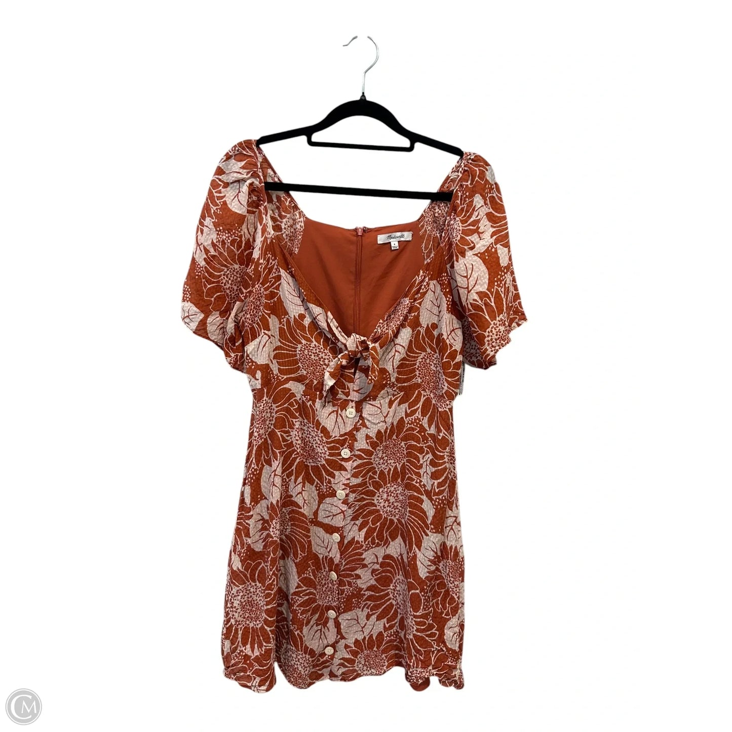 Dress Casual Short By Madewell In Orange & White, Size: 4
