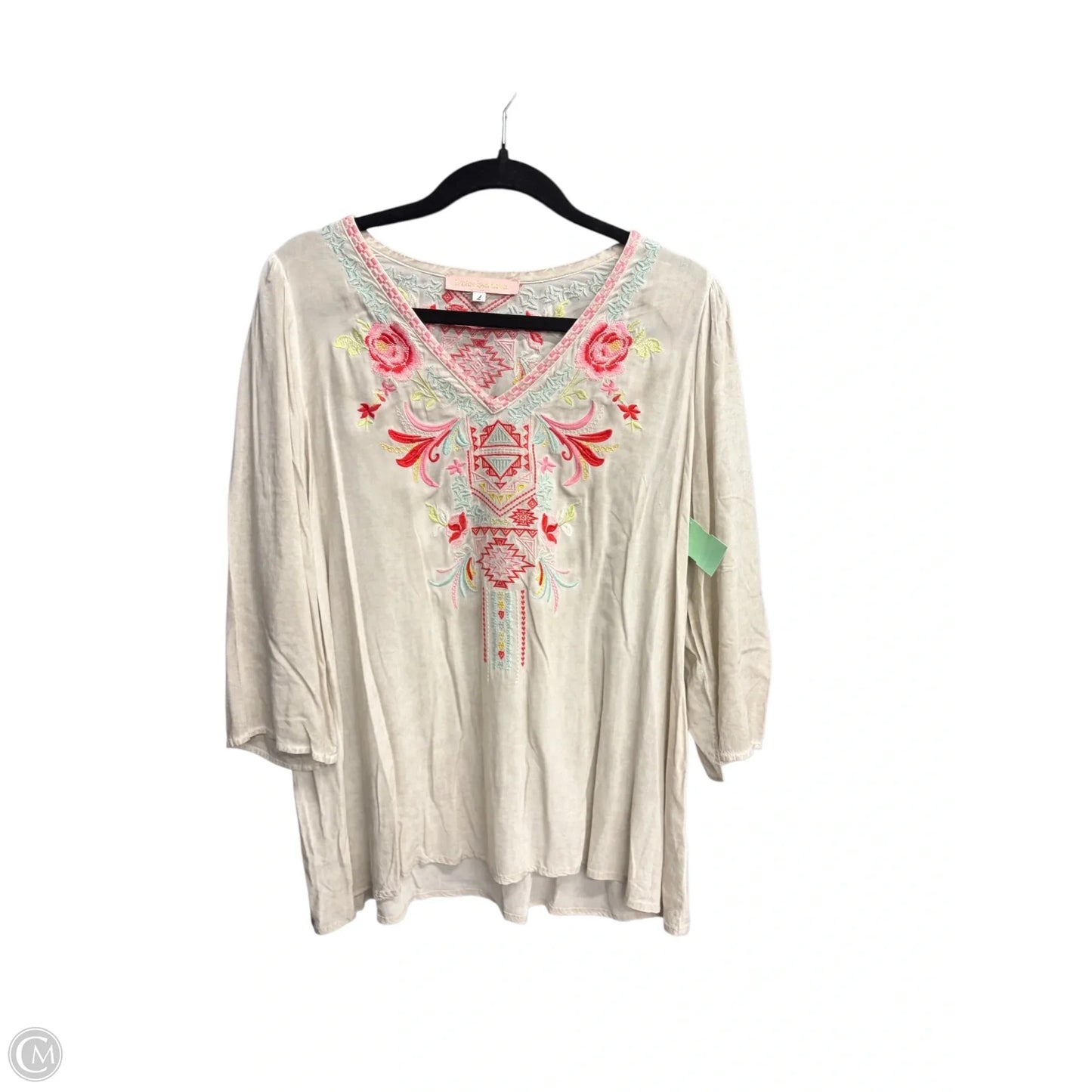 Top 3/4 Sleeve By Clothes Mentor In Cream, Size: L