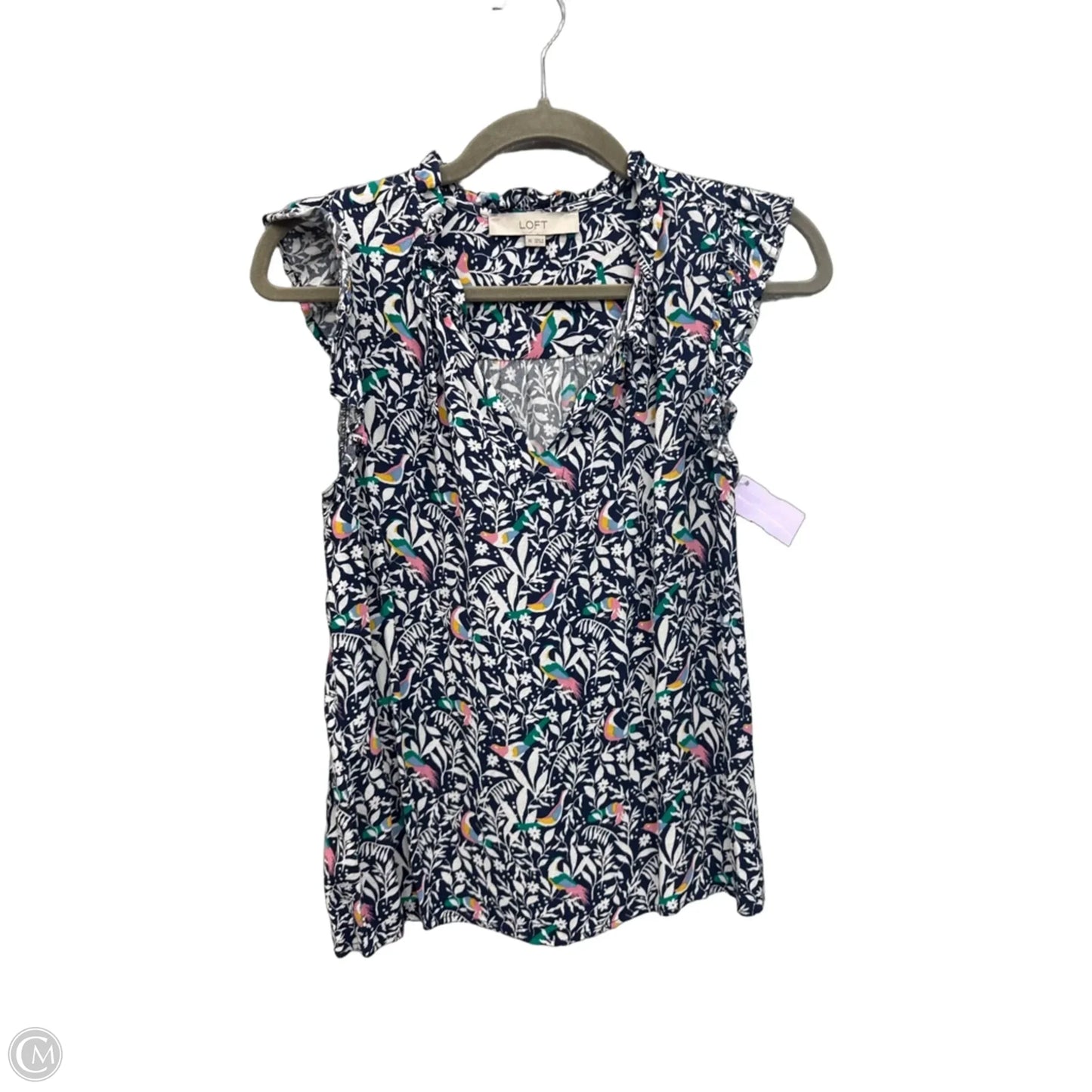 Top Sleeveless By Loft In Blue & White, Size: Xs