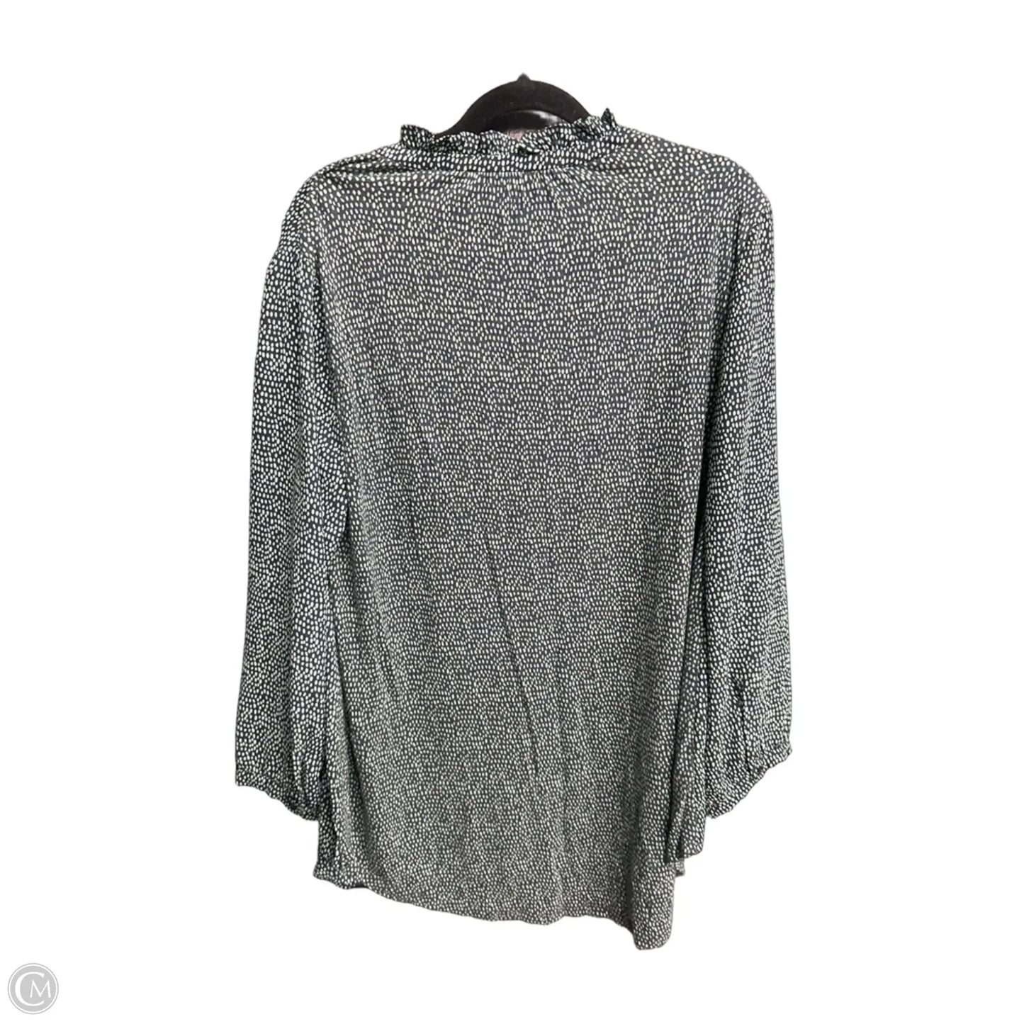 Blouse Long Sleeve By Loft In Black & Green, Size: L