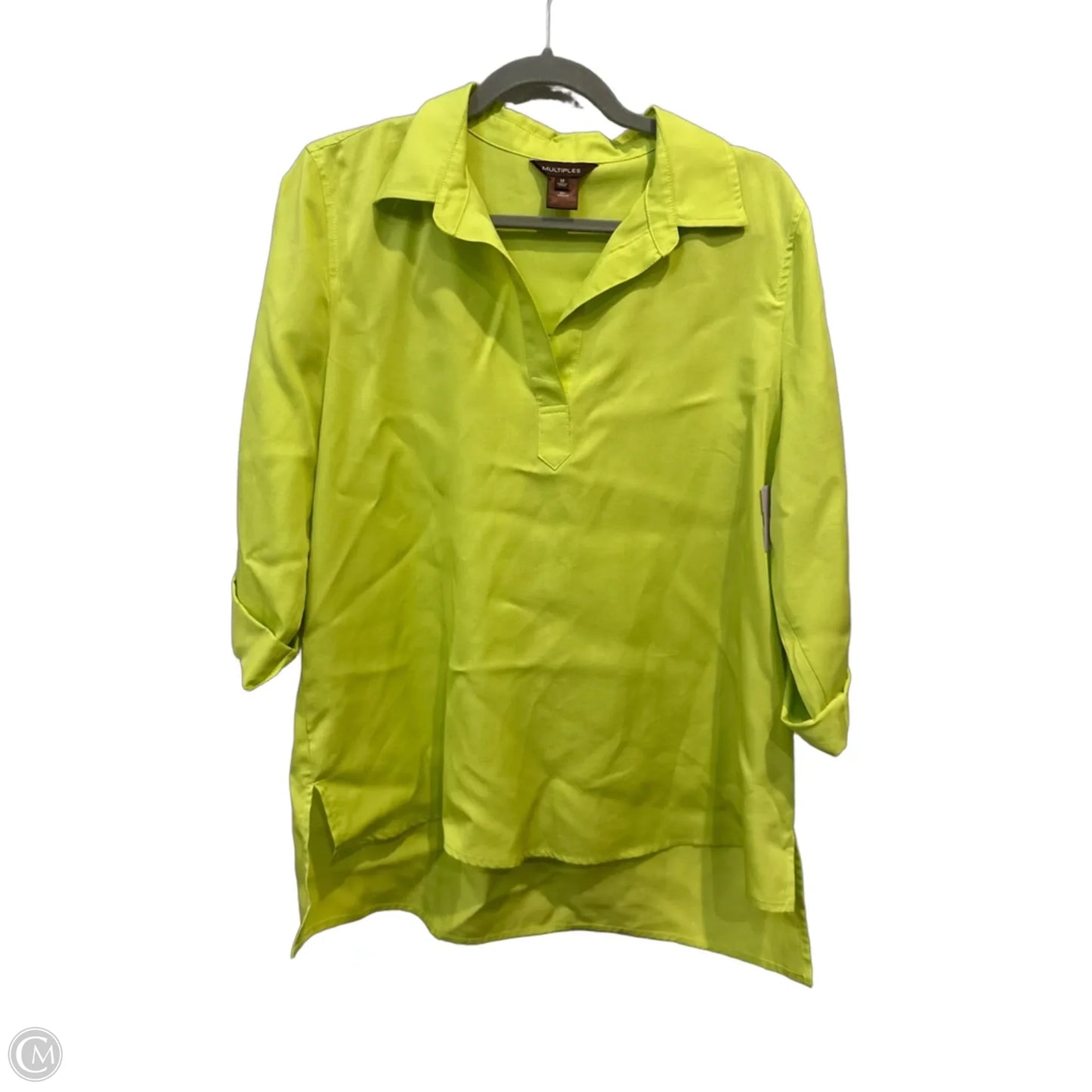 Top 3/4 Sleeve By Multiples In Chartreuse, Size: M