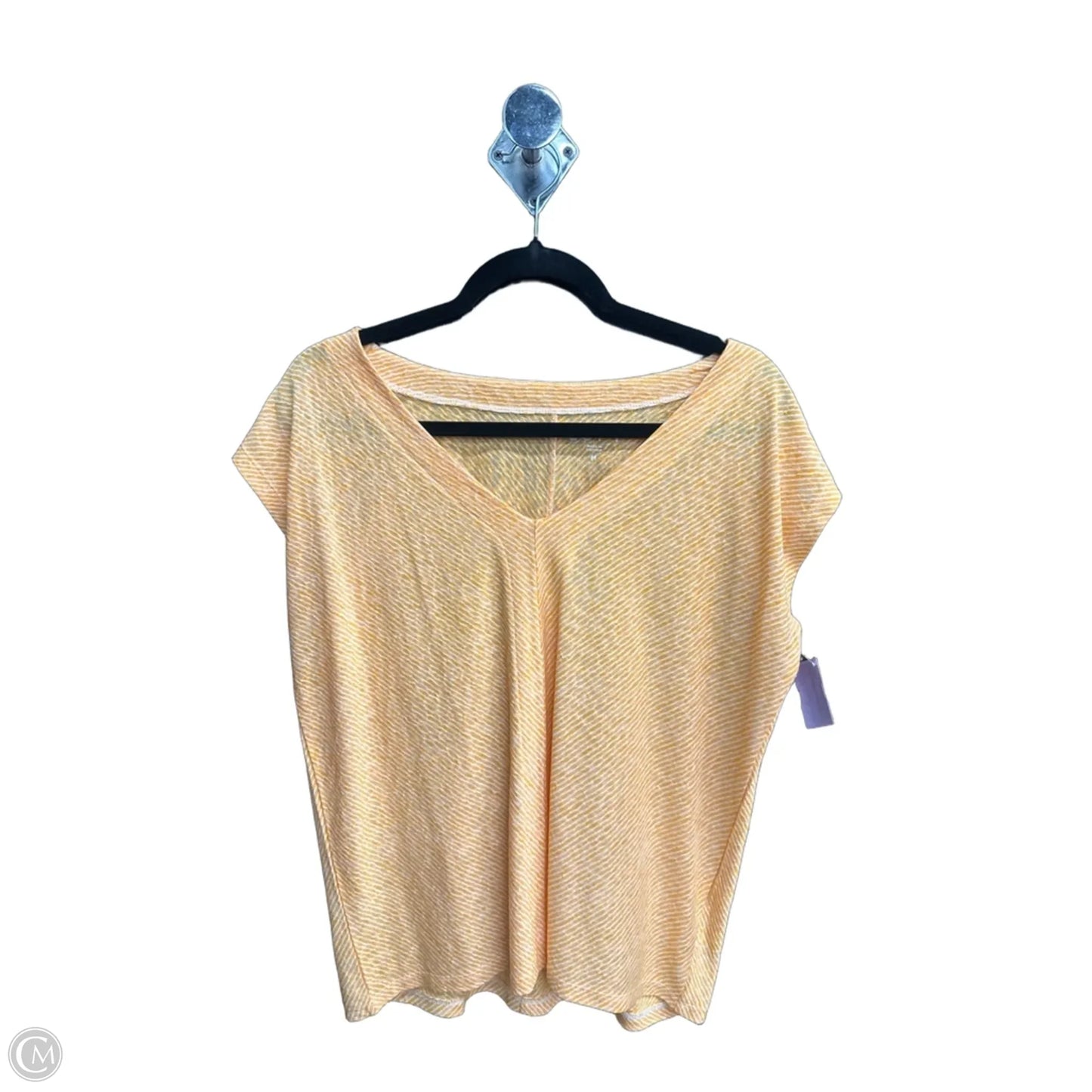 Top Short Sleeve By Loft In Orange & White, Size: M