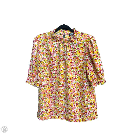 Blouse Short Sleeve By Btfbm In Floral Print, Size: M