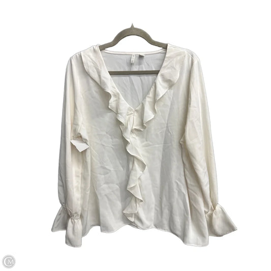 Blouse Long Sleeve By Cato In White, Size: L
