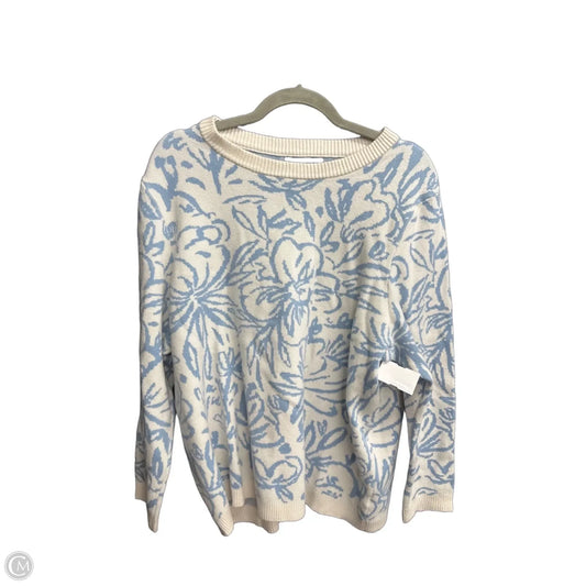 Sweater By Tahari In Blue & White, Size: 2x